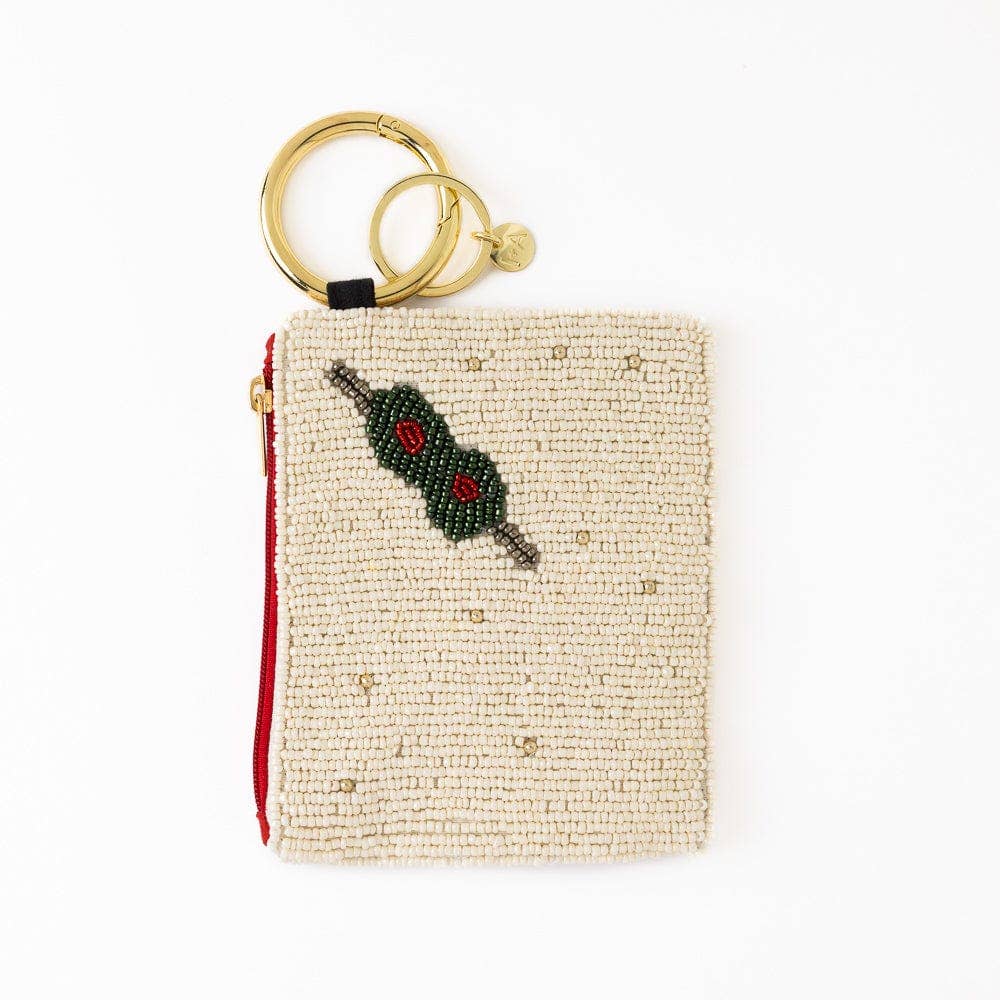 Mary Martini And Olive Beaded Coin Purse Ivory Wholesale