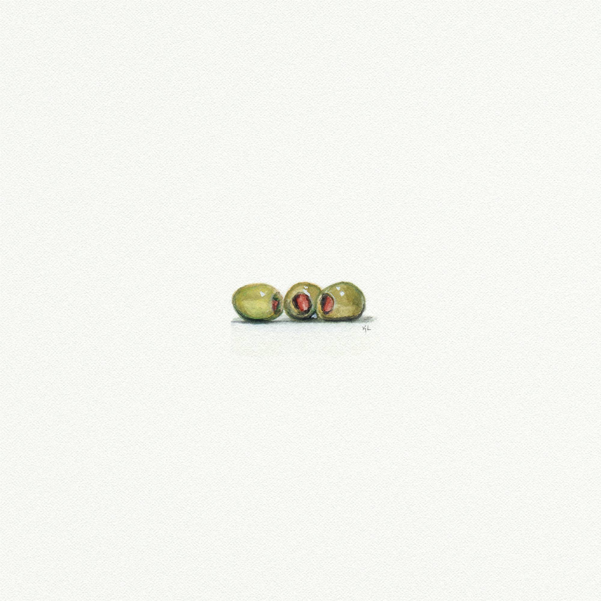 Olives Miniature Watercolor Painting - Art Print