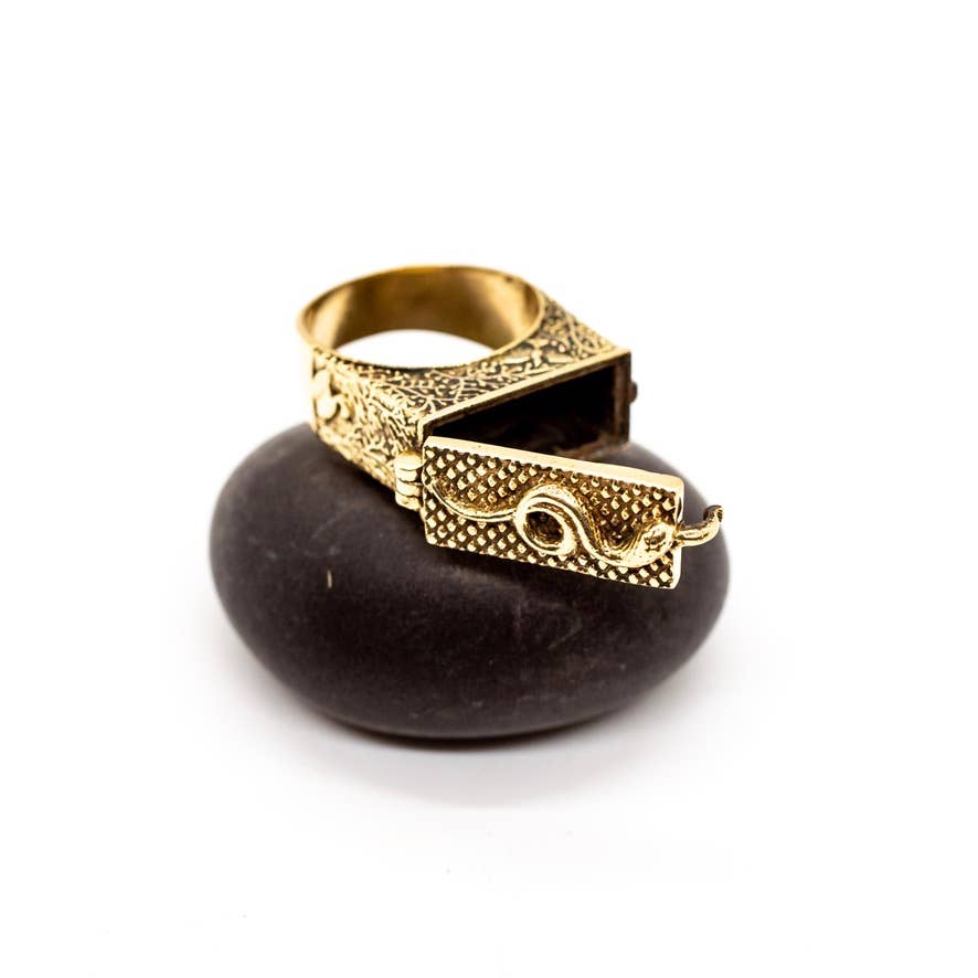 Brass Serpent Poison Ring