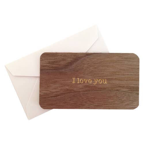 Mini Wood Greeting Card -I Love You