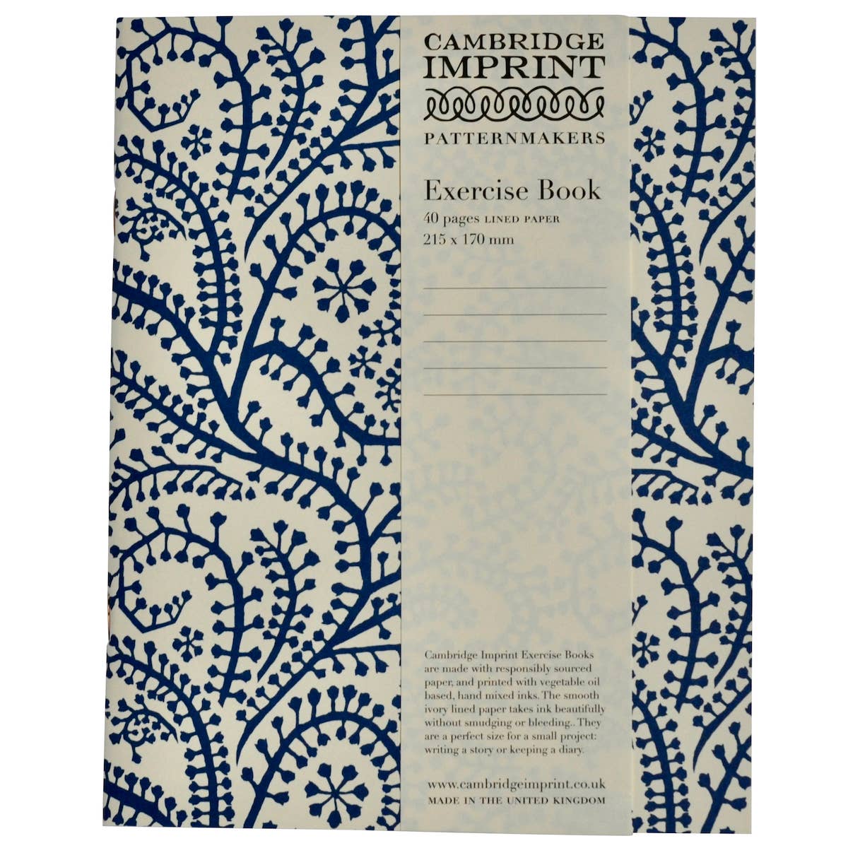 Exercise Book Seaweed Paisley Prussian Blue (Lined)
