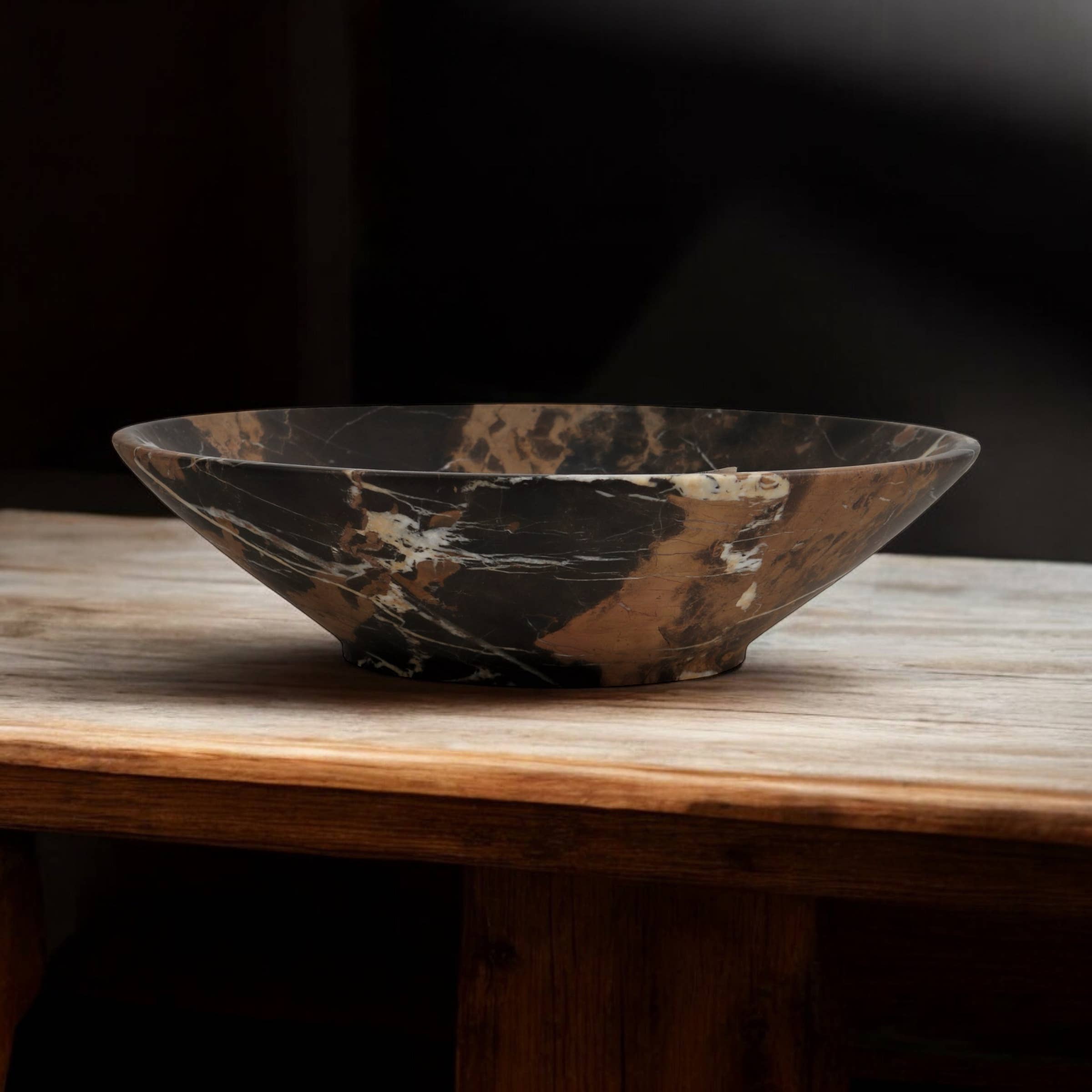 TIFFANY COLLECTION BLACK & GOLD MARBLE DECORATIVE BOWL