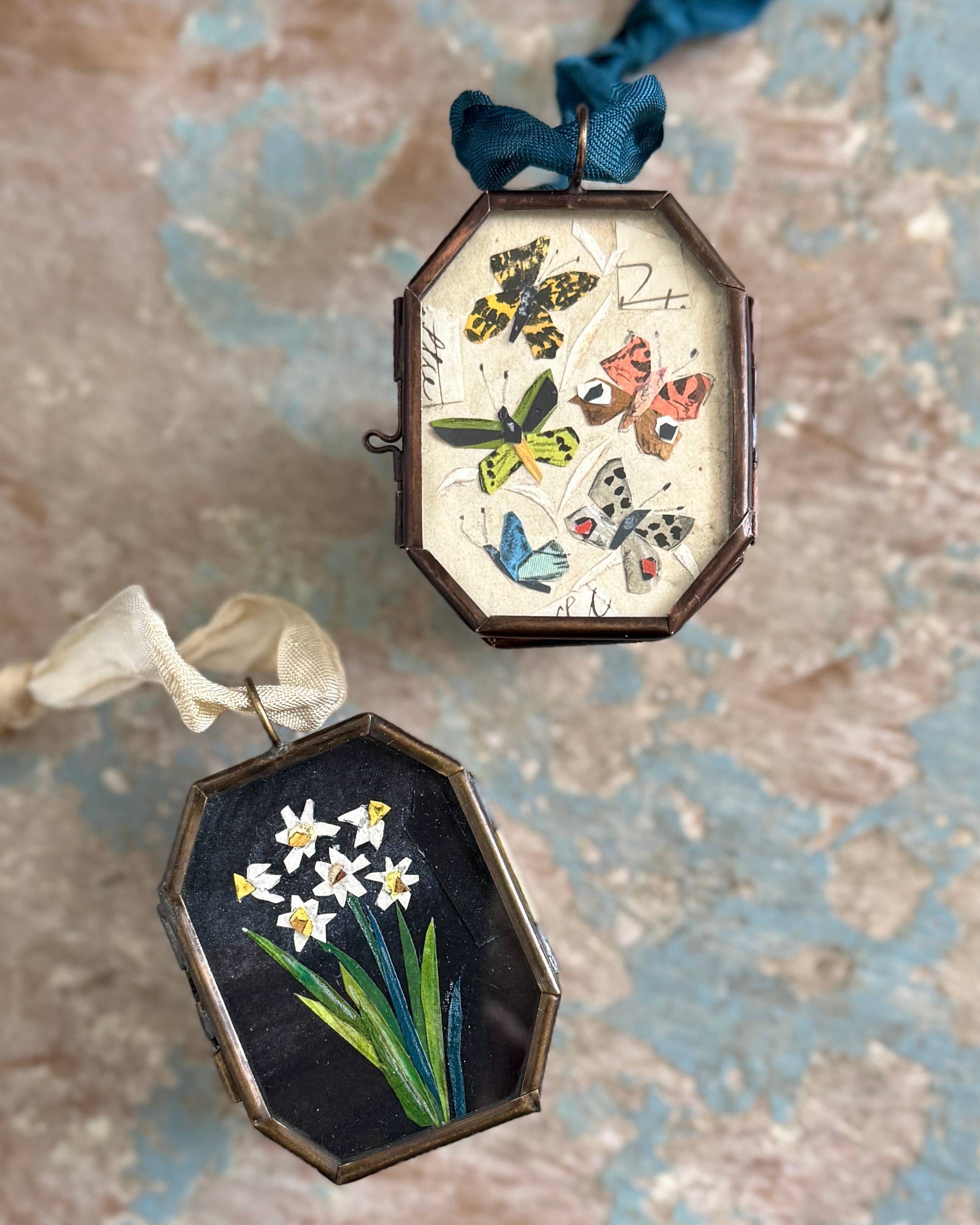 Butterfly Waltz ~ Handmade Art Locket Ornament