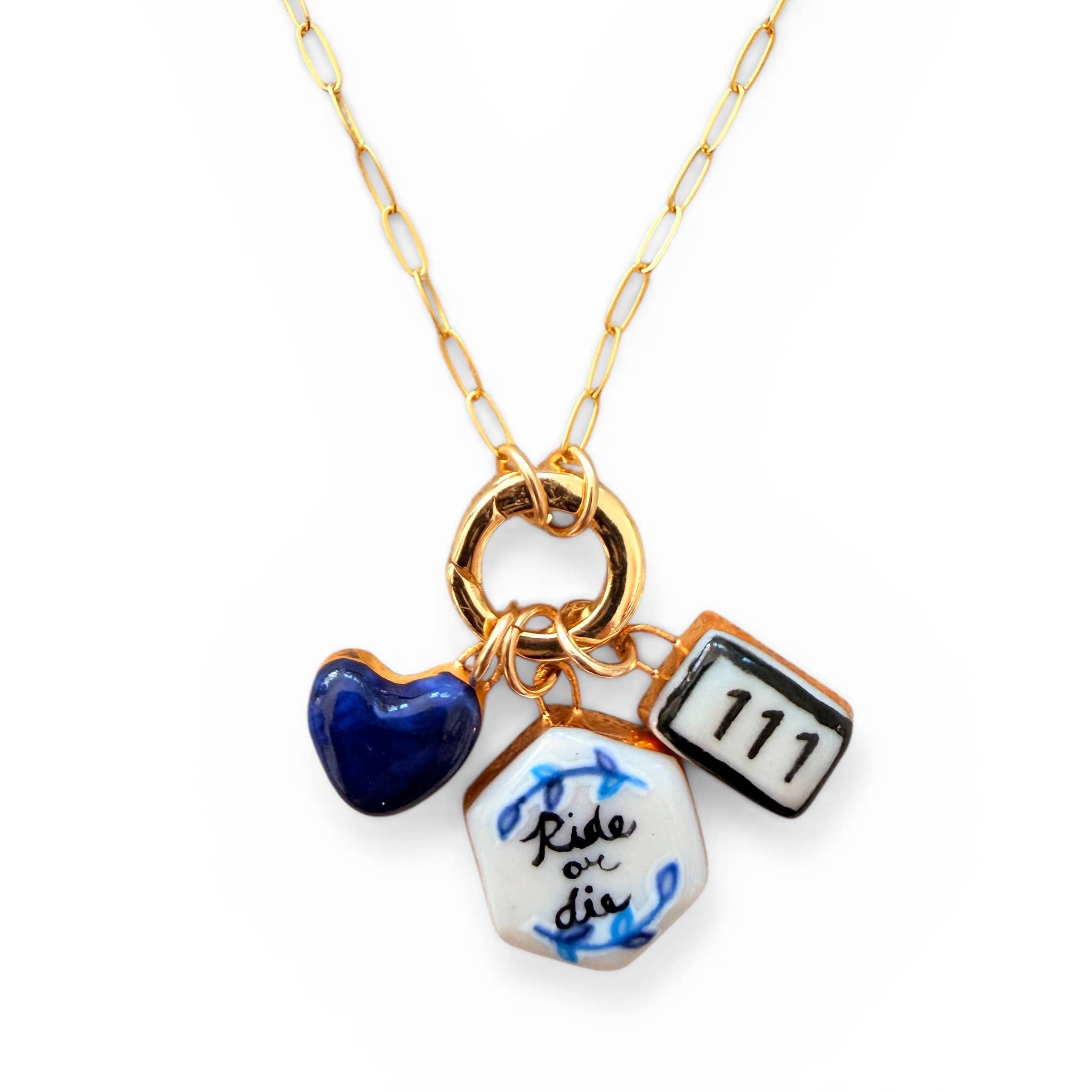 Black & Blue ‘Ride or Die” Hexagon Charm