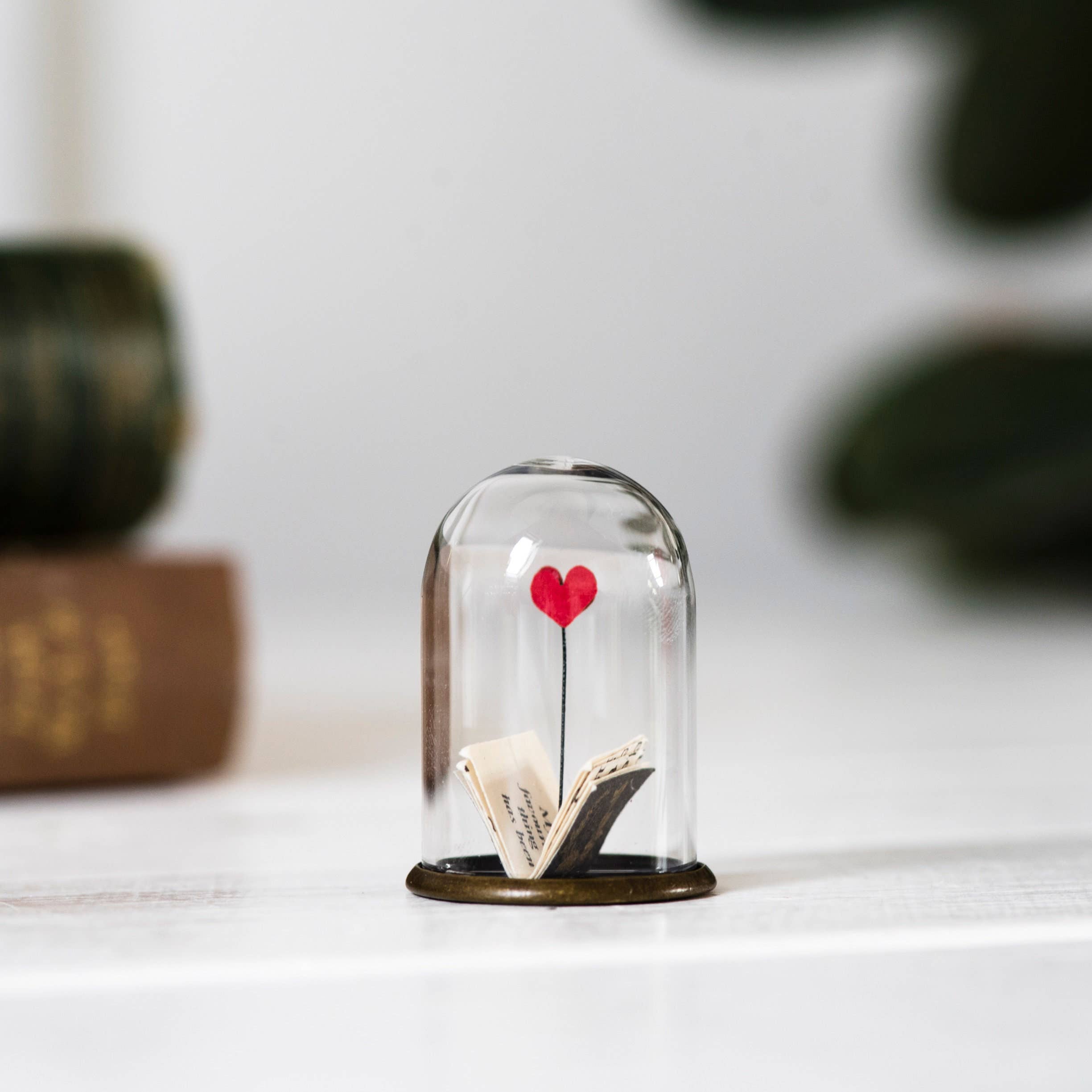 Paper book and heart mini sculpture