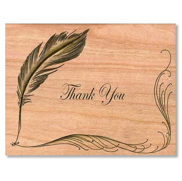 Wood Card Folding - Quill Thank You