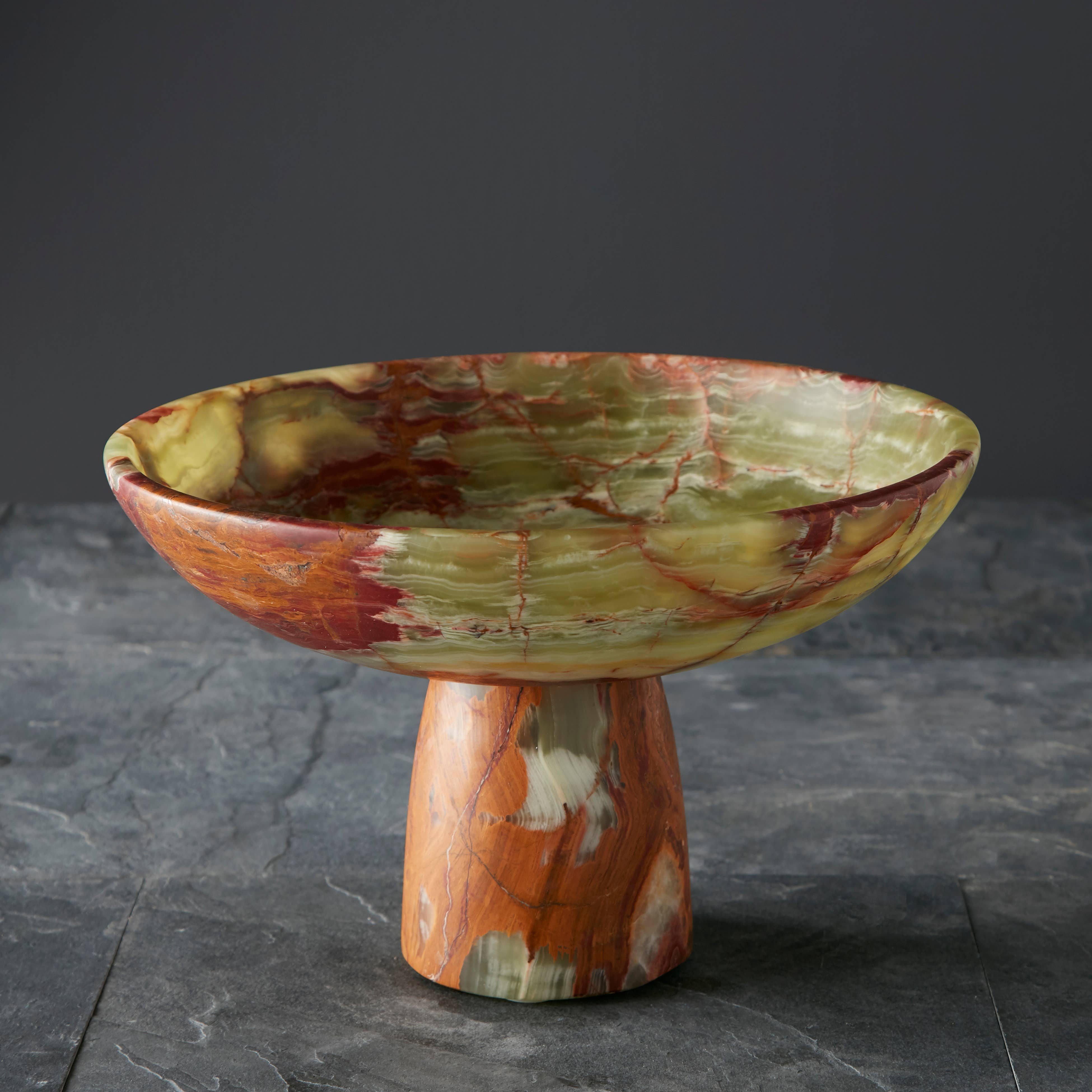 Rhea Collection 12" Zafferano Verde Onyx Honed Finish Footed