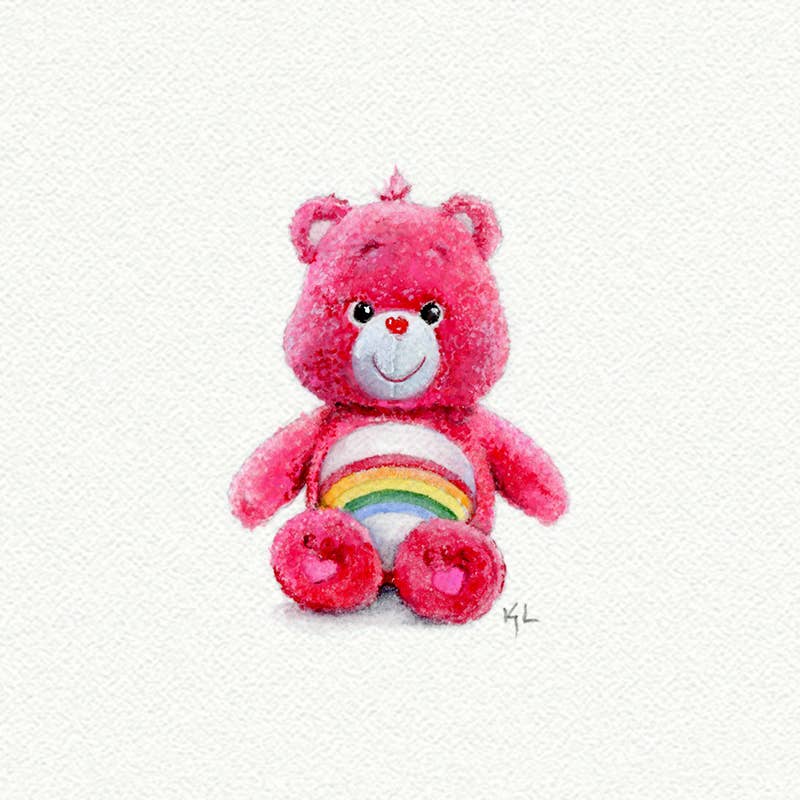 Care Bear Miniature Watercolor Painting - Art Print