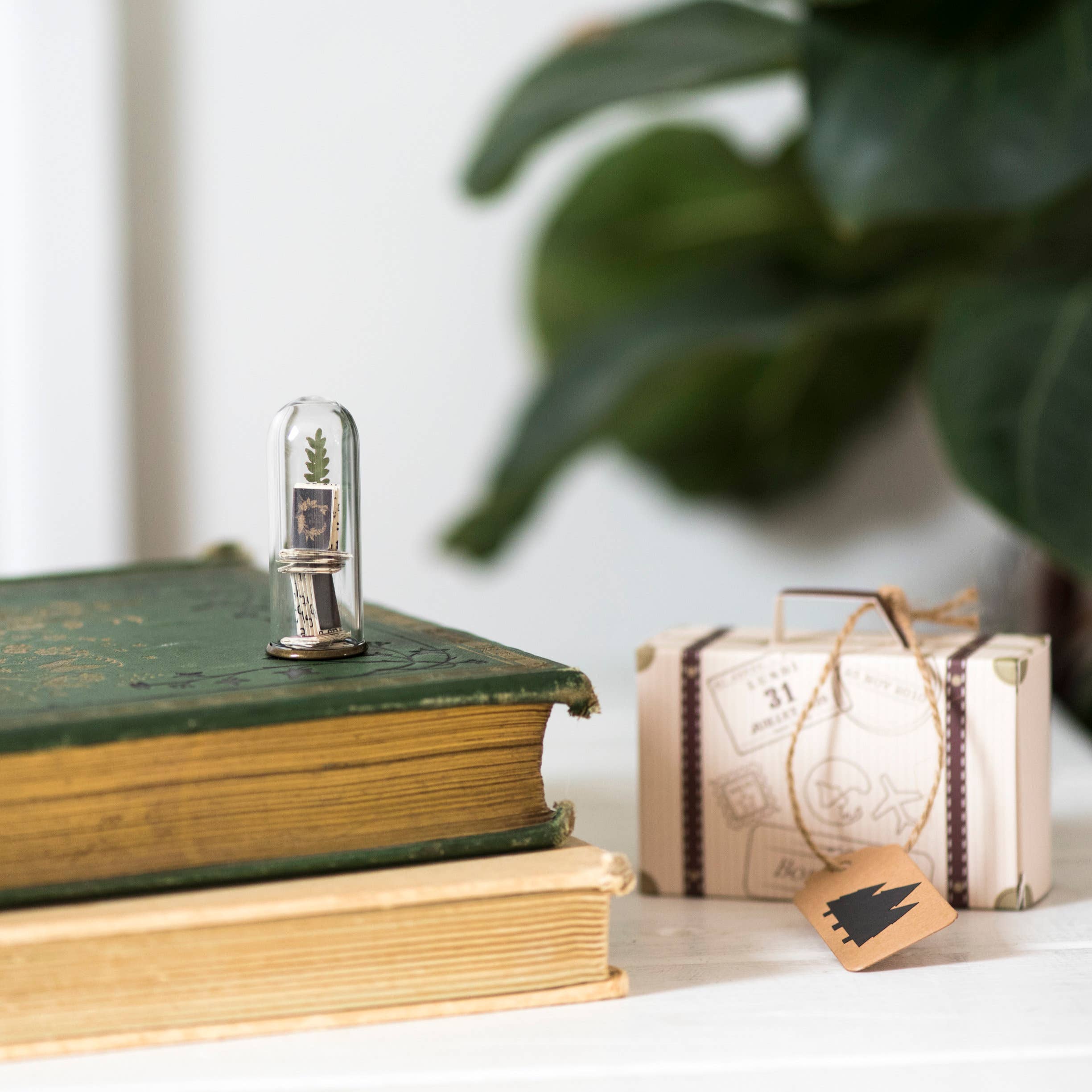 Book and plant miniature sculpture