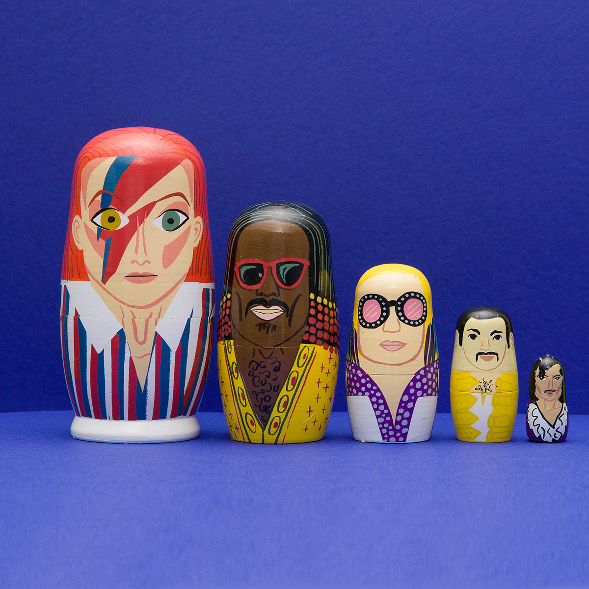 70's Men of Pop Wooden Nesting Doll Set