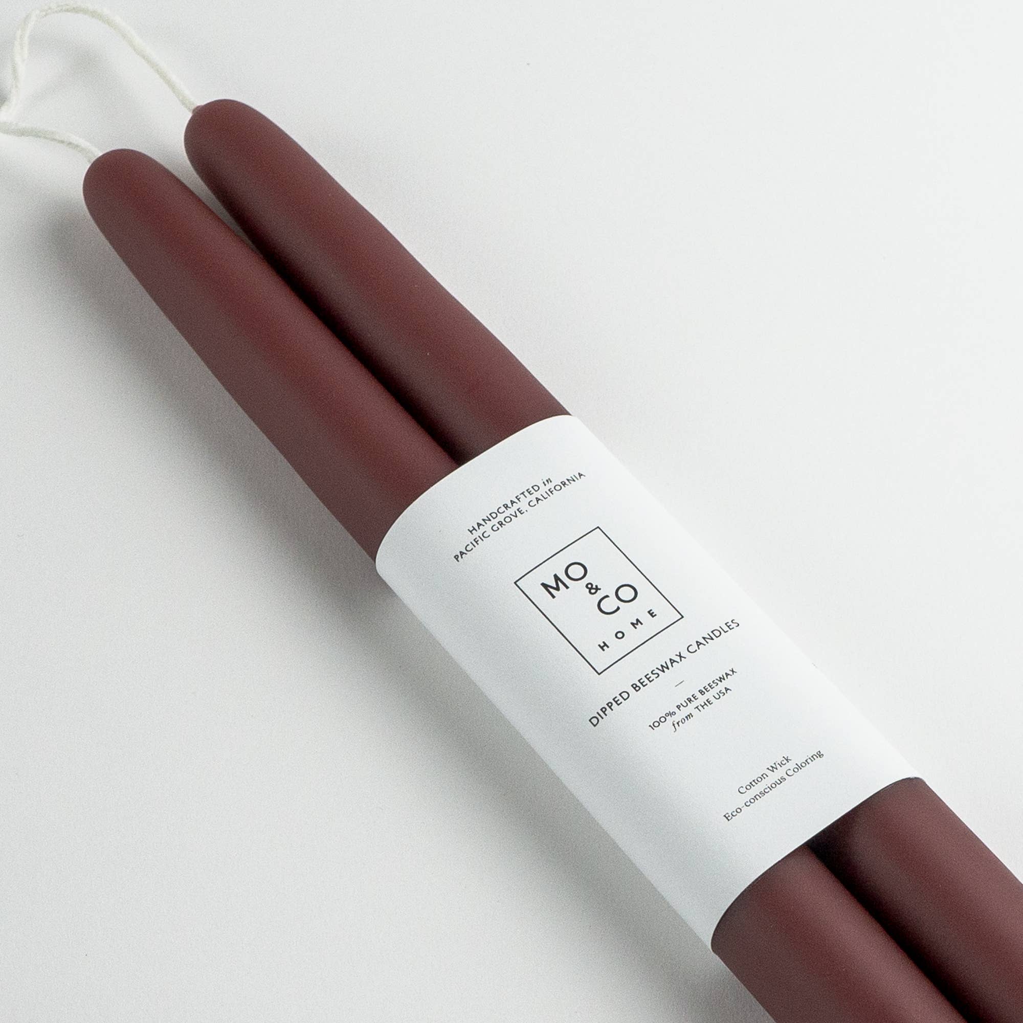Burgundy | Dipped Beeswax Taper Candles | All Natural