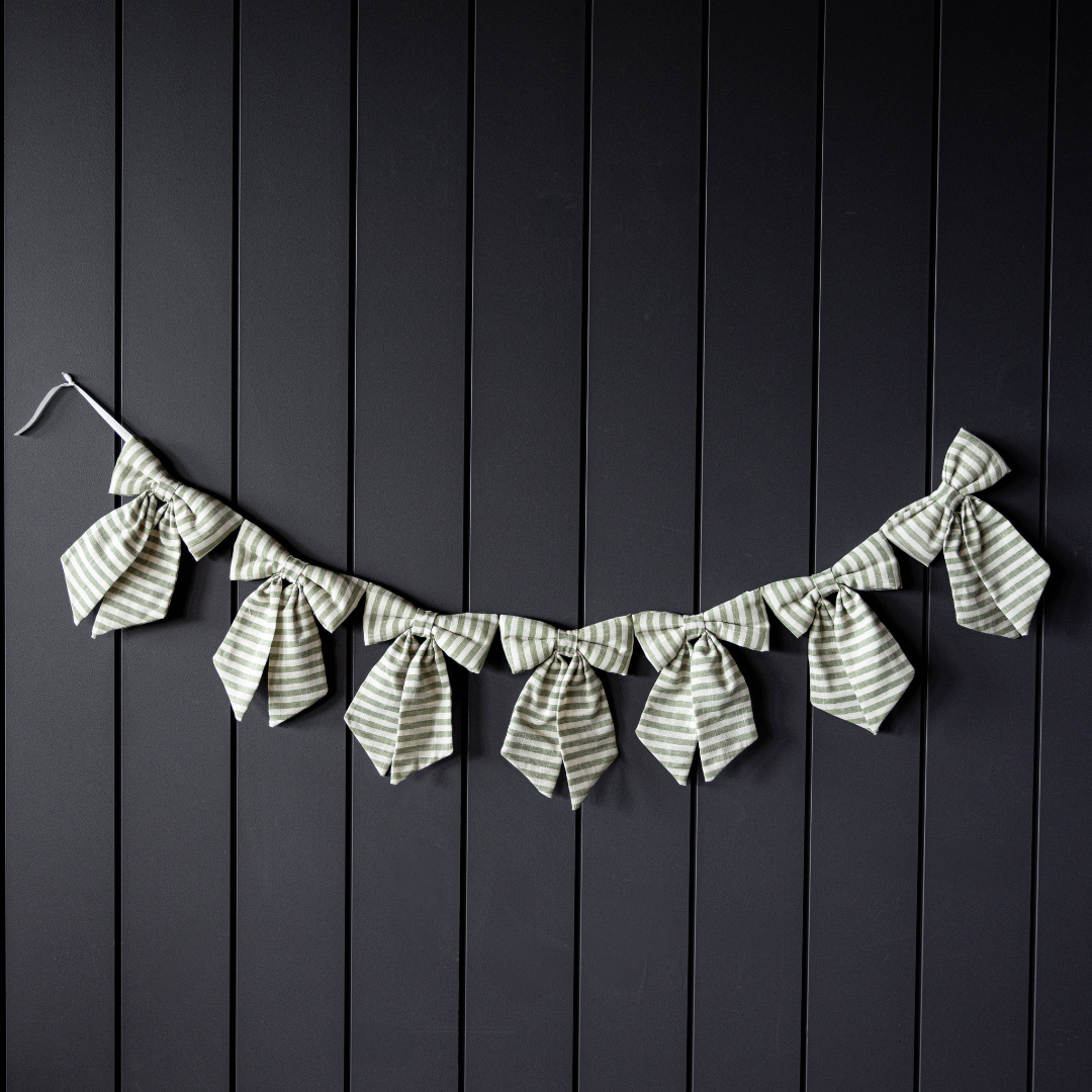 Bow Garland Striped Light Green Fabric