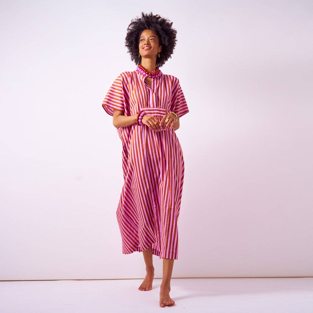 Margot Stripe Kaftan Rust + Lilac