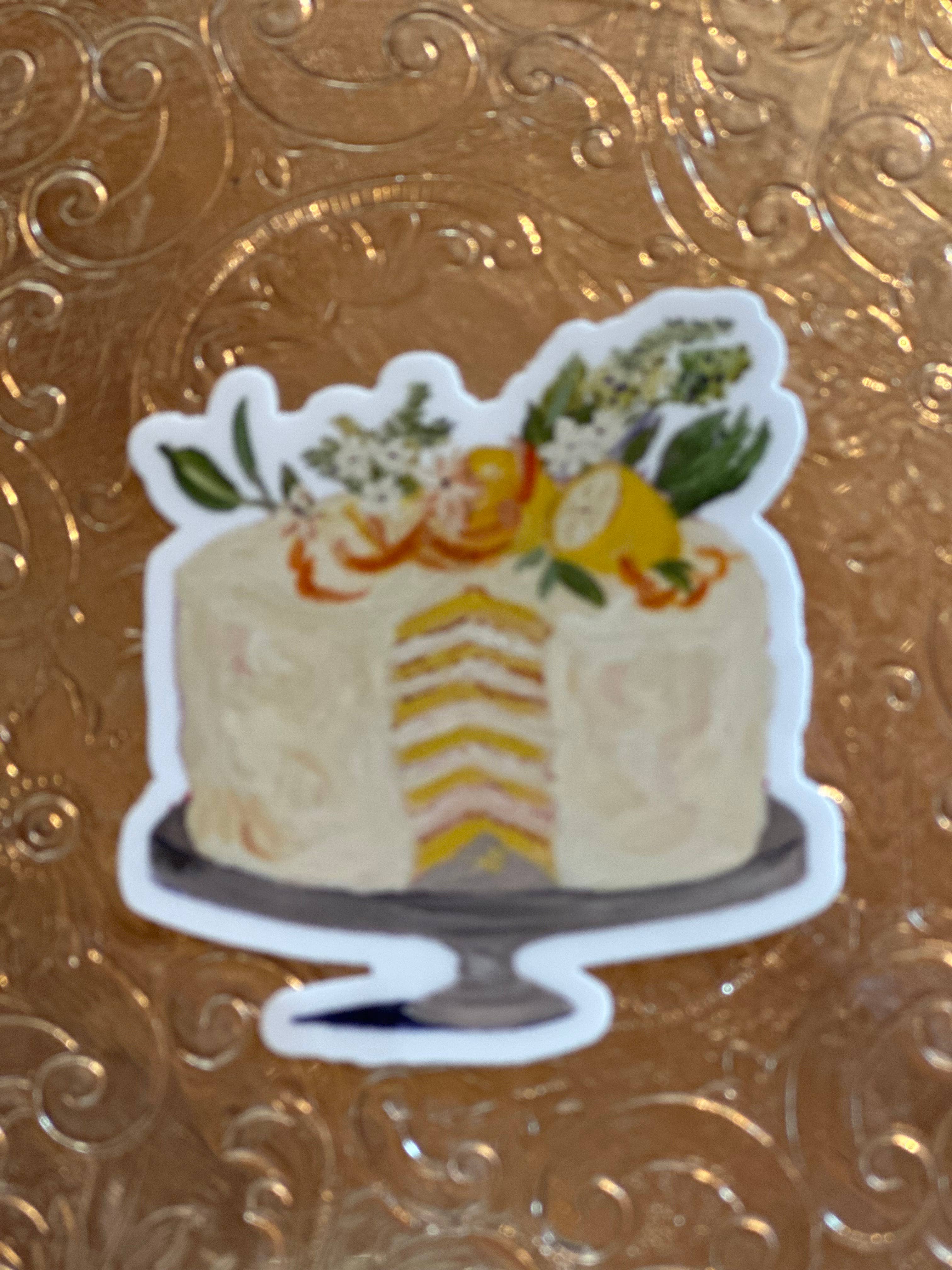 Fancy Lemon Cake 3" Die Cut Sticker