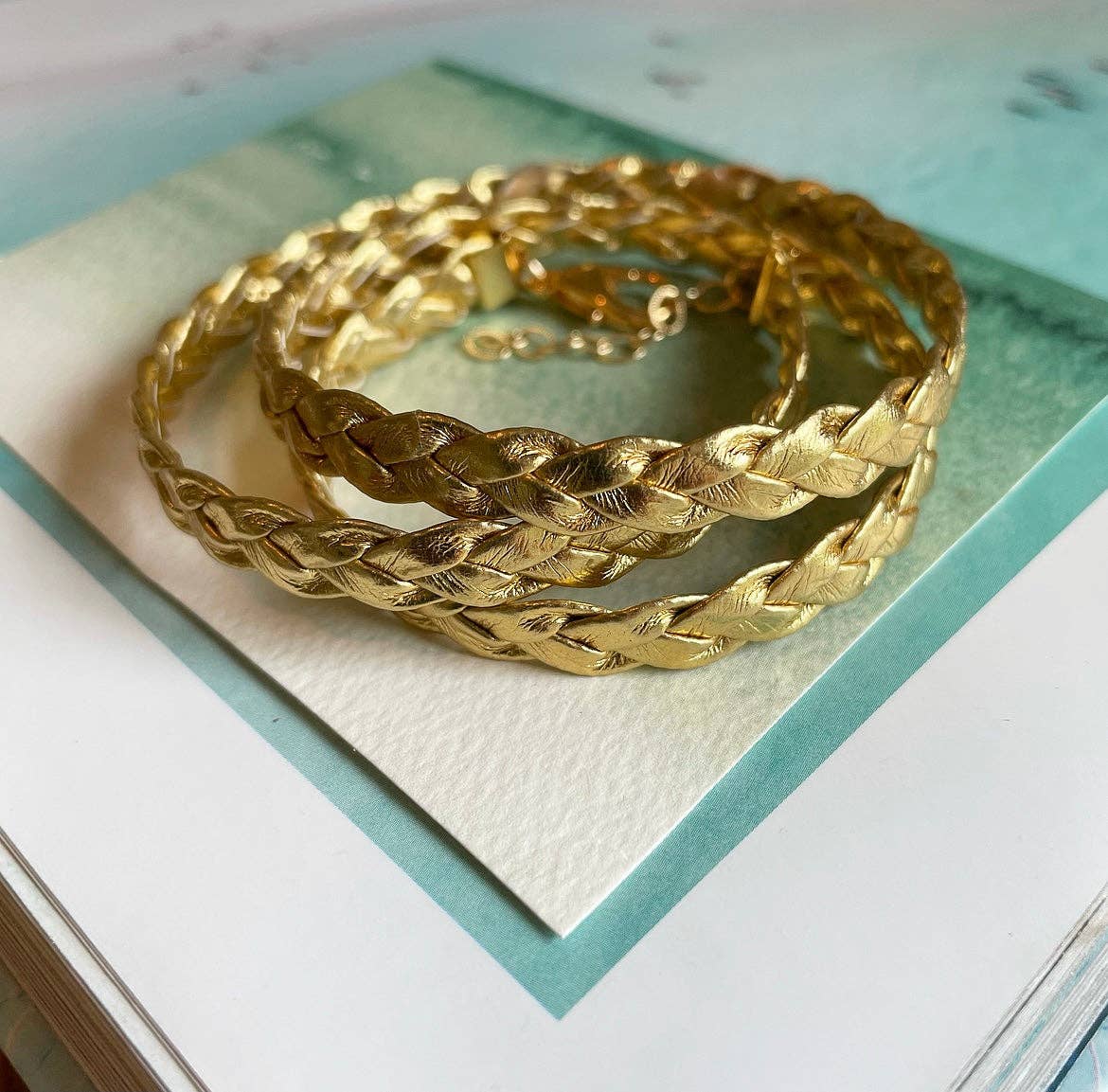 Unisex Gold Braided Wrap Bracelet