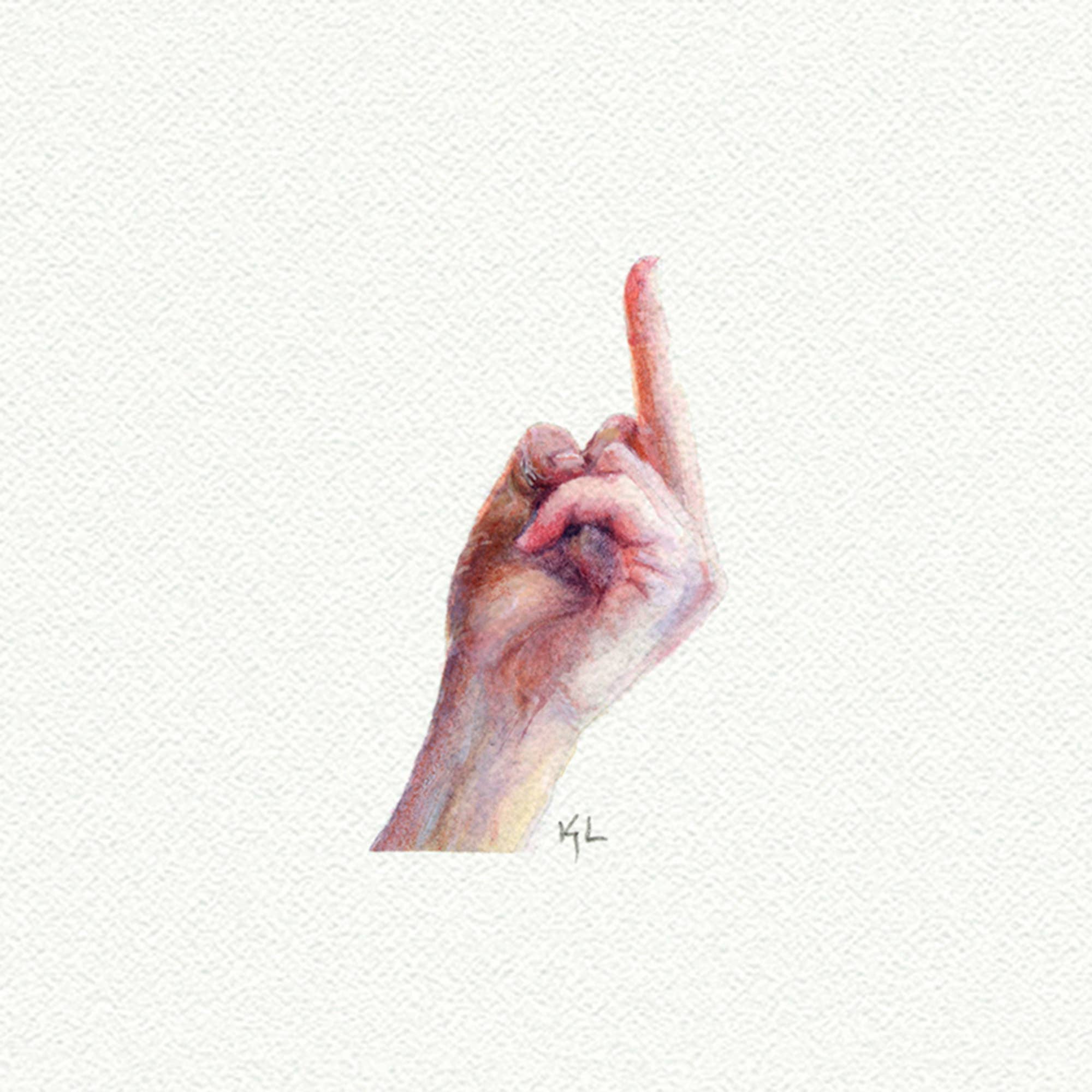 Middle Finger Miniature Watercolor Painting - Art Print