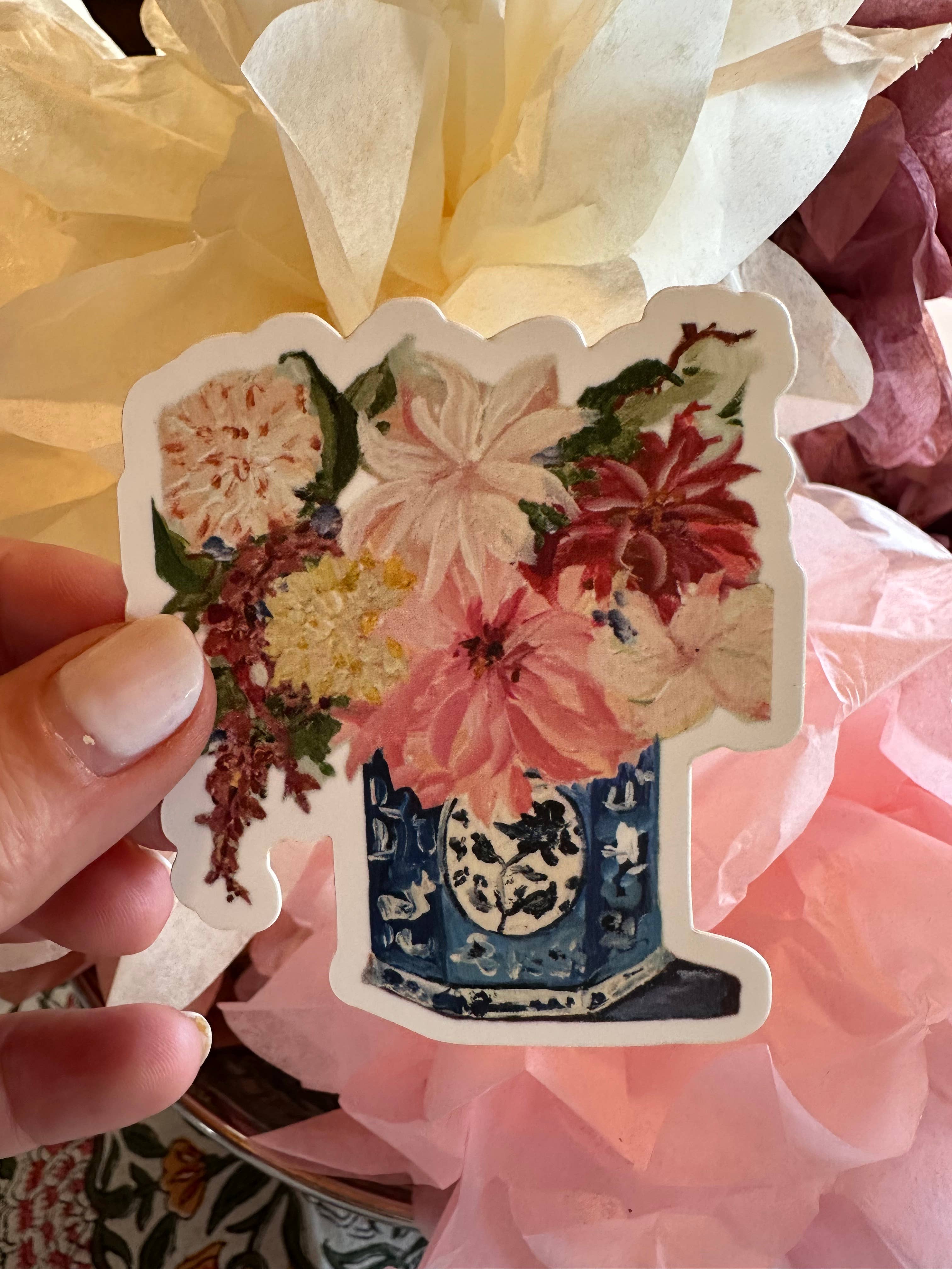 Delft Floral 3" Die Cut Sticker