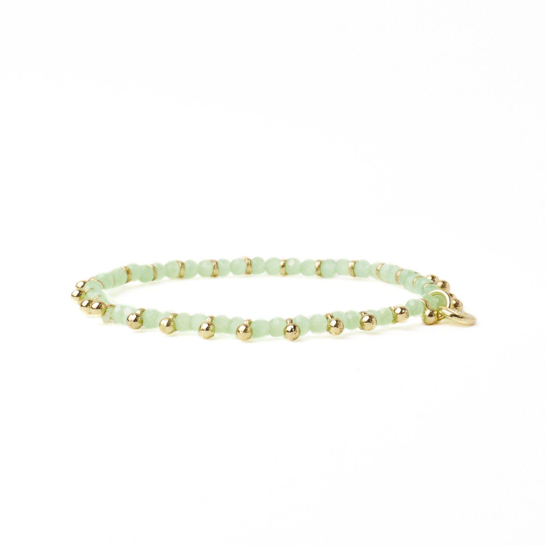 Kami Crystal With Brass Charm Stretch Bracelet Mint + Gold Wholesale
