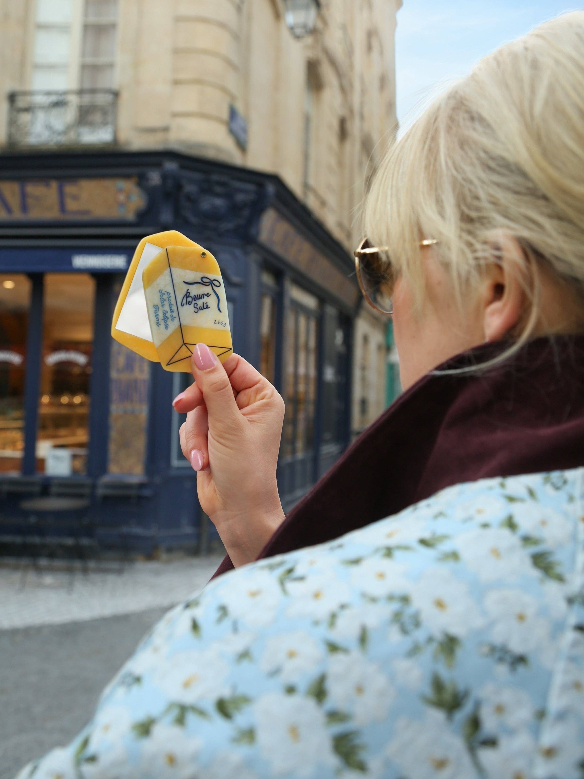 Hand-painted French Butter Compact Mirror | Eco-Friendly