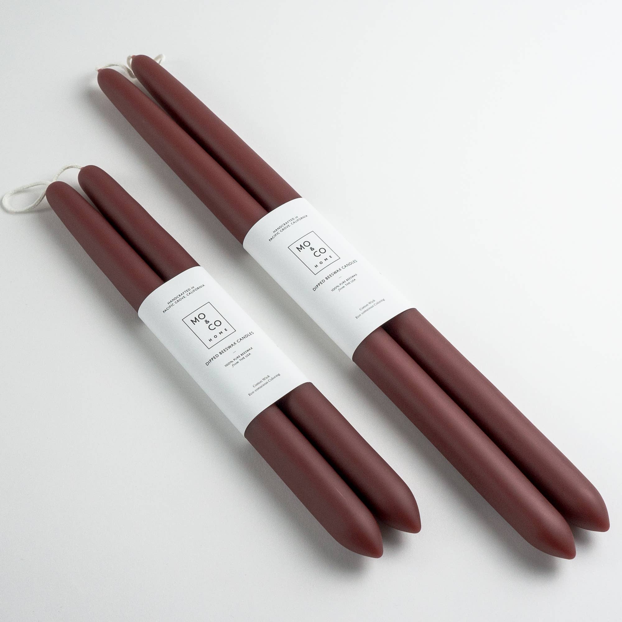 Burgundy | Dipped Beeswax Taper Candles | All Natural