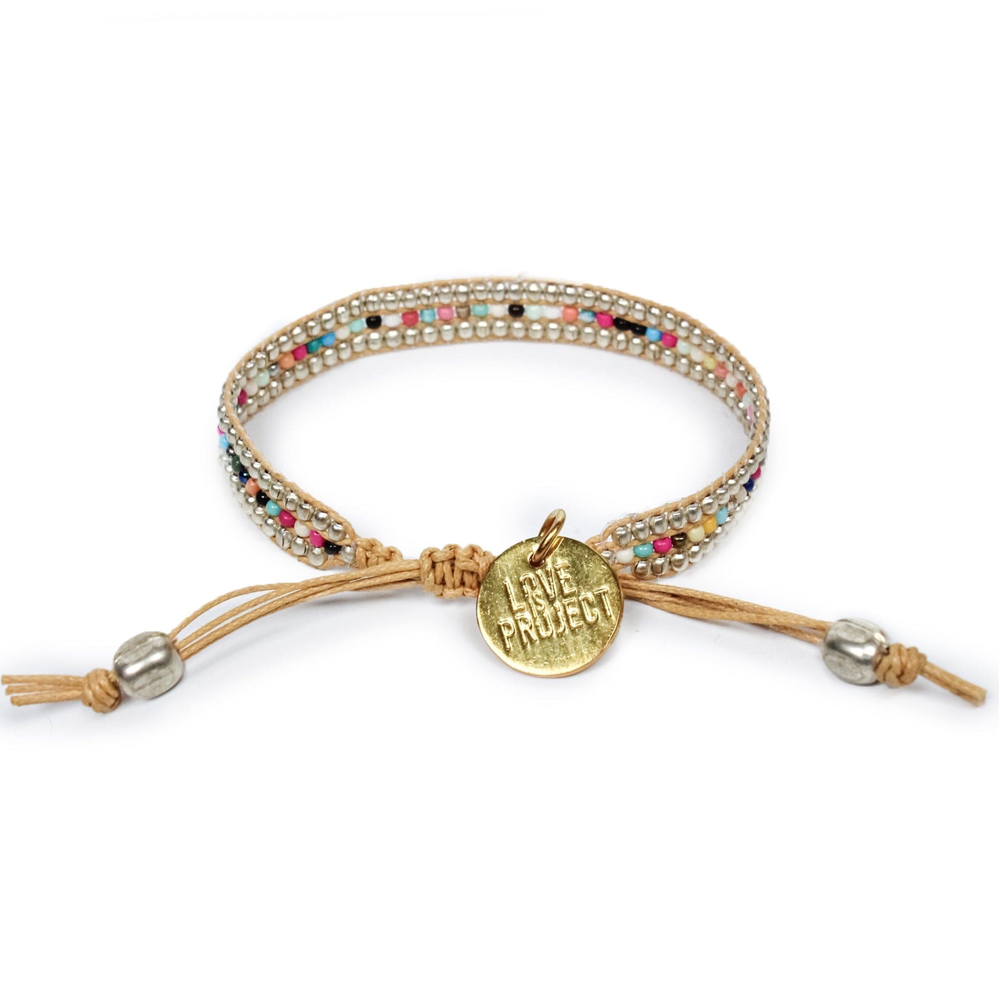 Fair-trade Skinny Silver Darjeeling Rainbow Bracelet