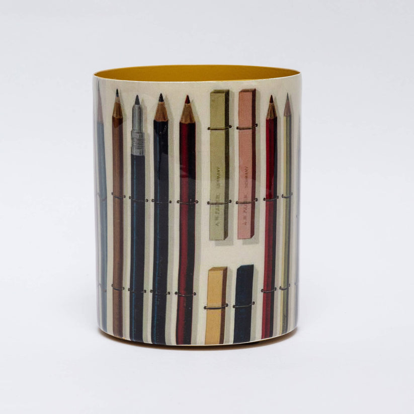 Vintage Pencils Enamel Printed Pen Pot