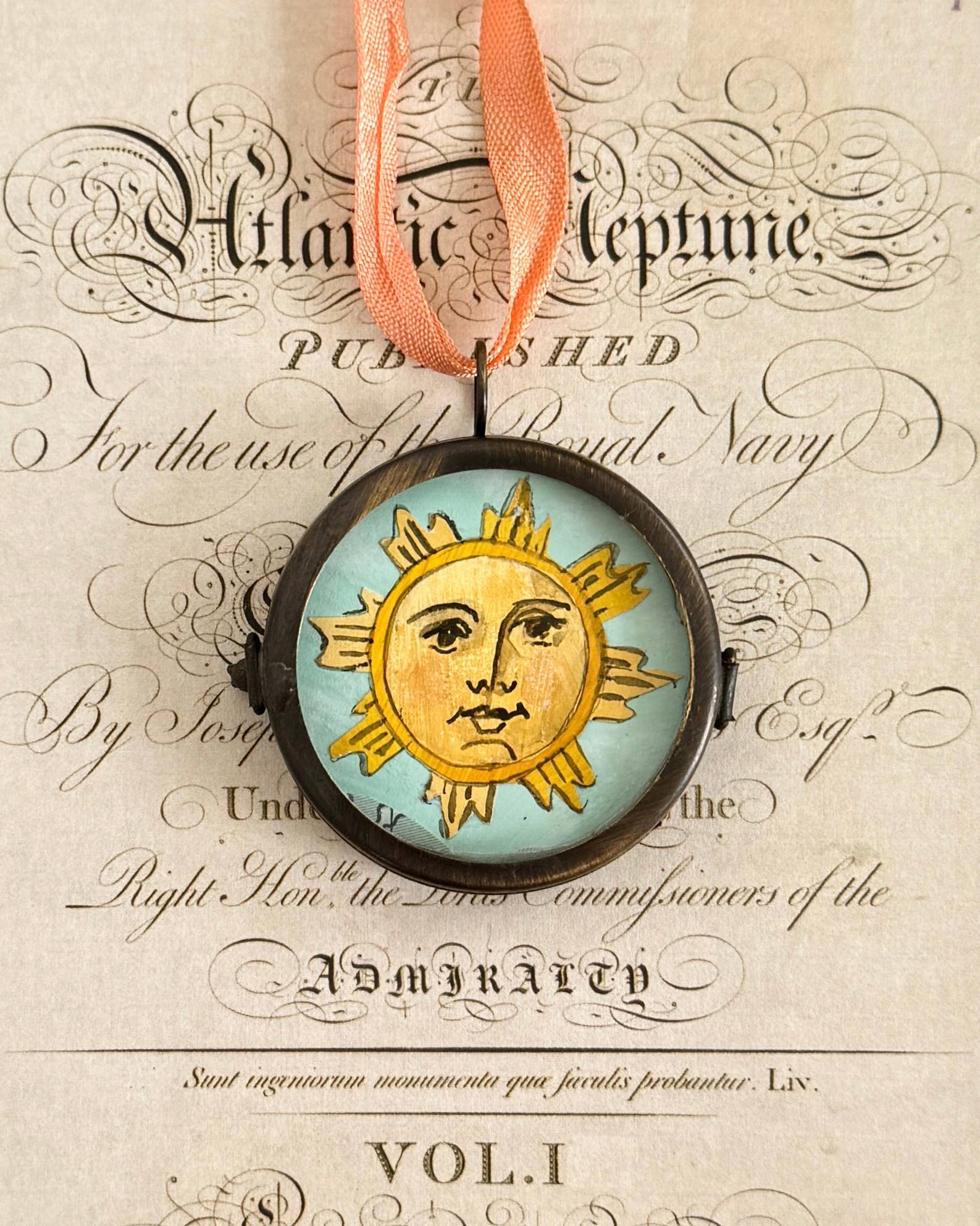 Clarus Sun ~ Art Locket Ornament Decor Celestial Handmade 