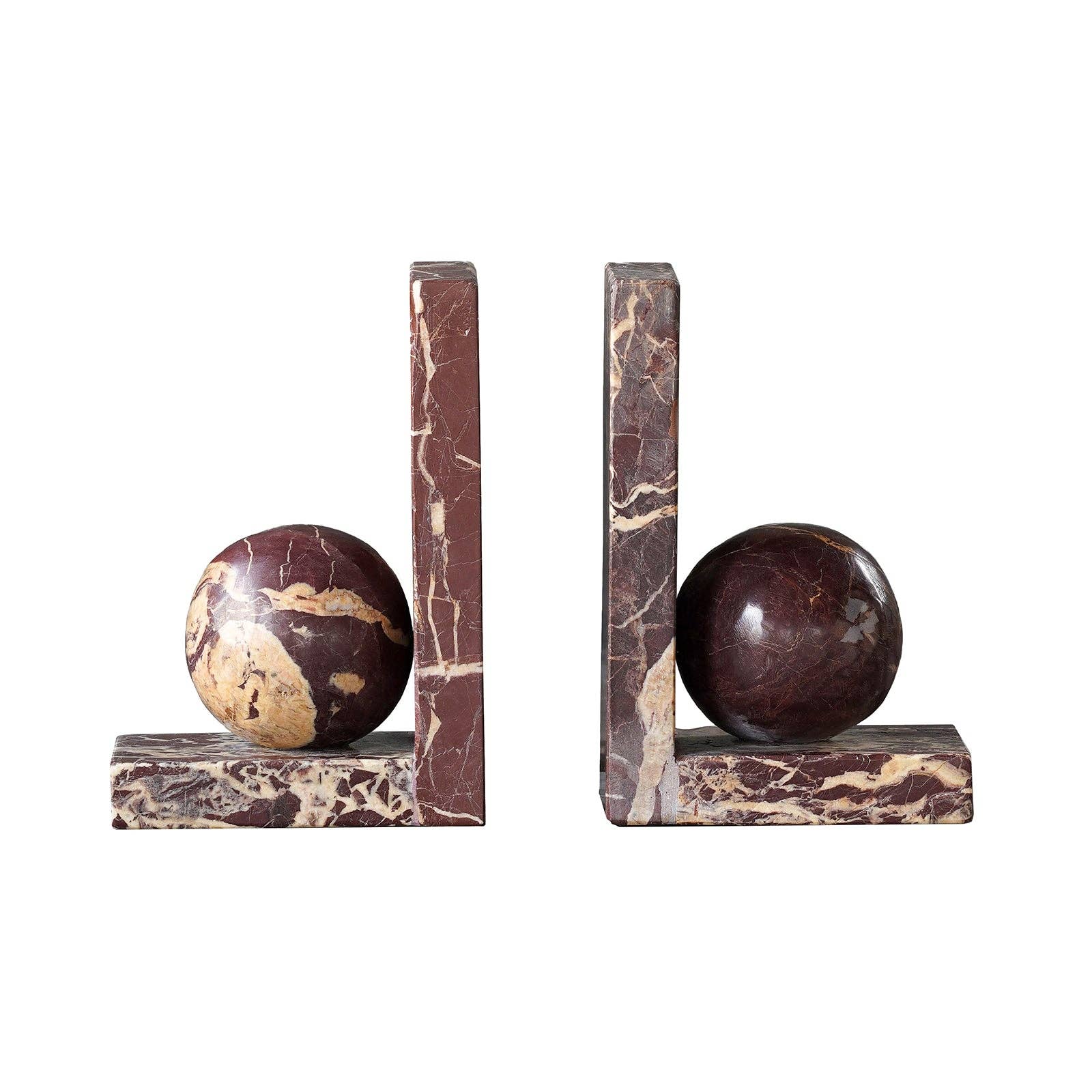 Rosso Levanto Sphere Bookend, Pair