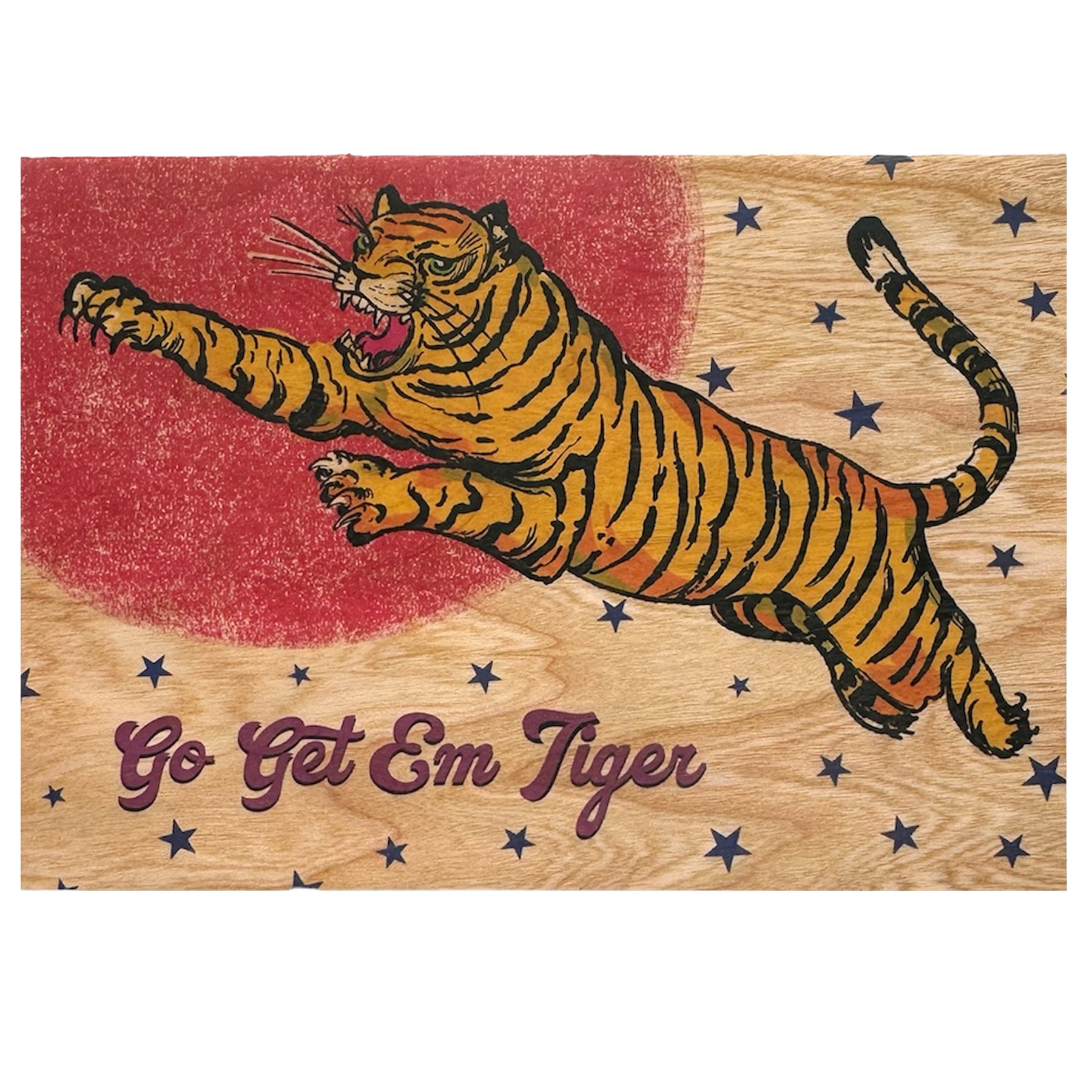 Wood Folding Card Go Getem Tiger