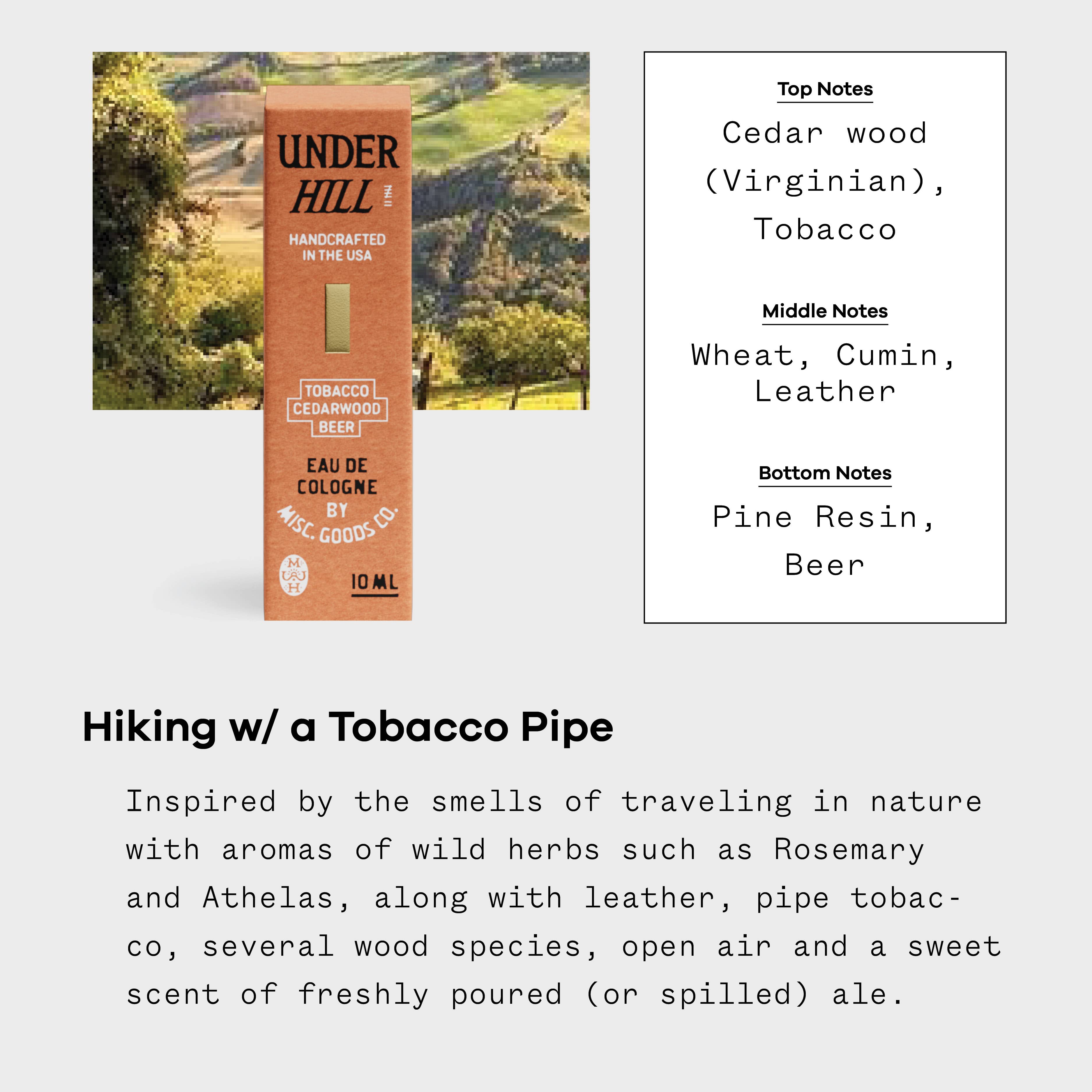 Underhill Eau de Cologne – Tobacco, Cedar & Ale | Travel Size, 10ml