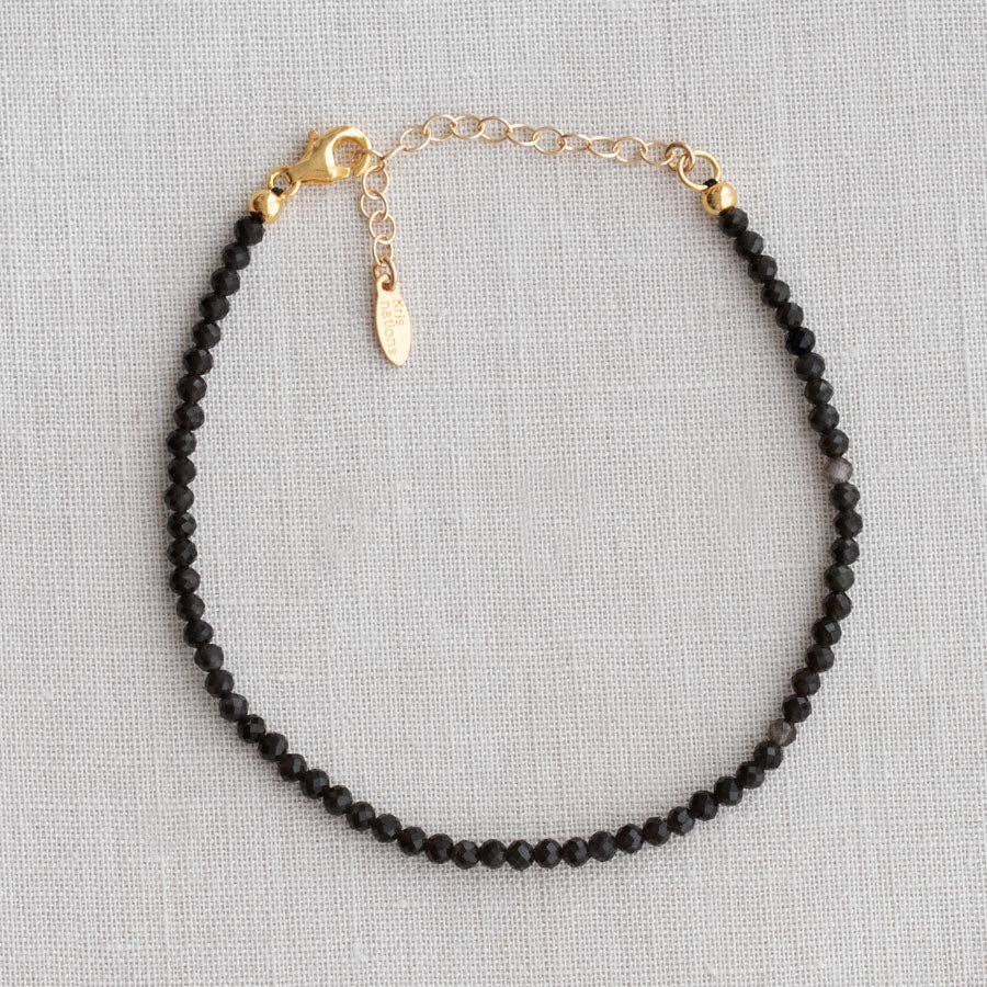 Pink opal faceted bead bracelet on linen