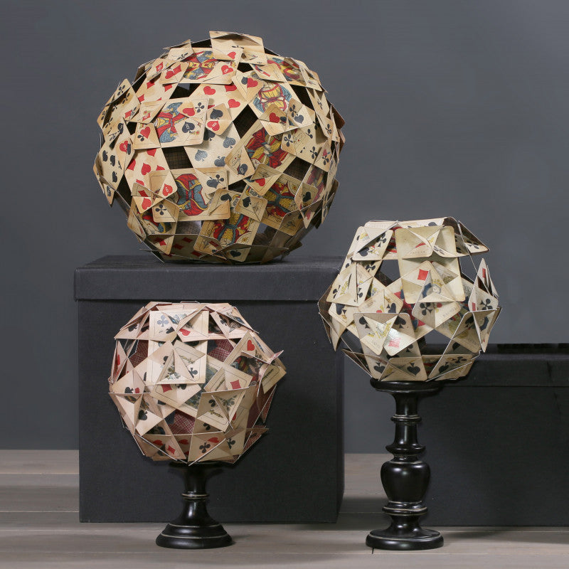 Delicate Polyhedron Of Playing Cards Sculpture