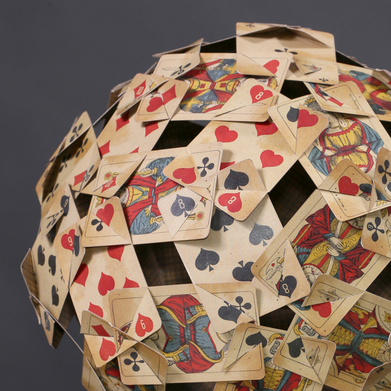 Delicate Polyhedron Of Playing Cards Sculpture