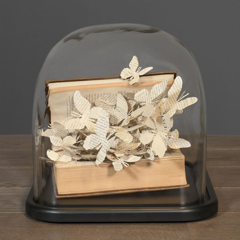 The Great Escape - Paper Butterfly Sculpture in Glass Cloche