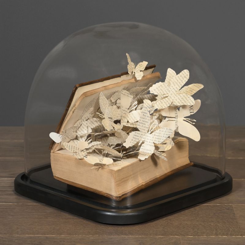 The Great Escape - Paper Butterfly Sculpture in Glass Cloche