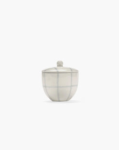 Serax Zuma porcelain sugar bowl with hand-stamped geometric pattern