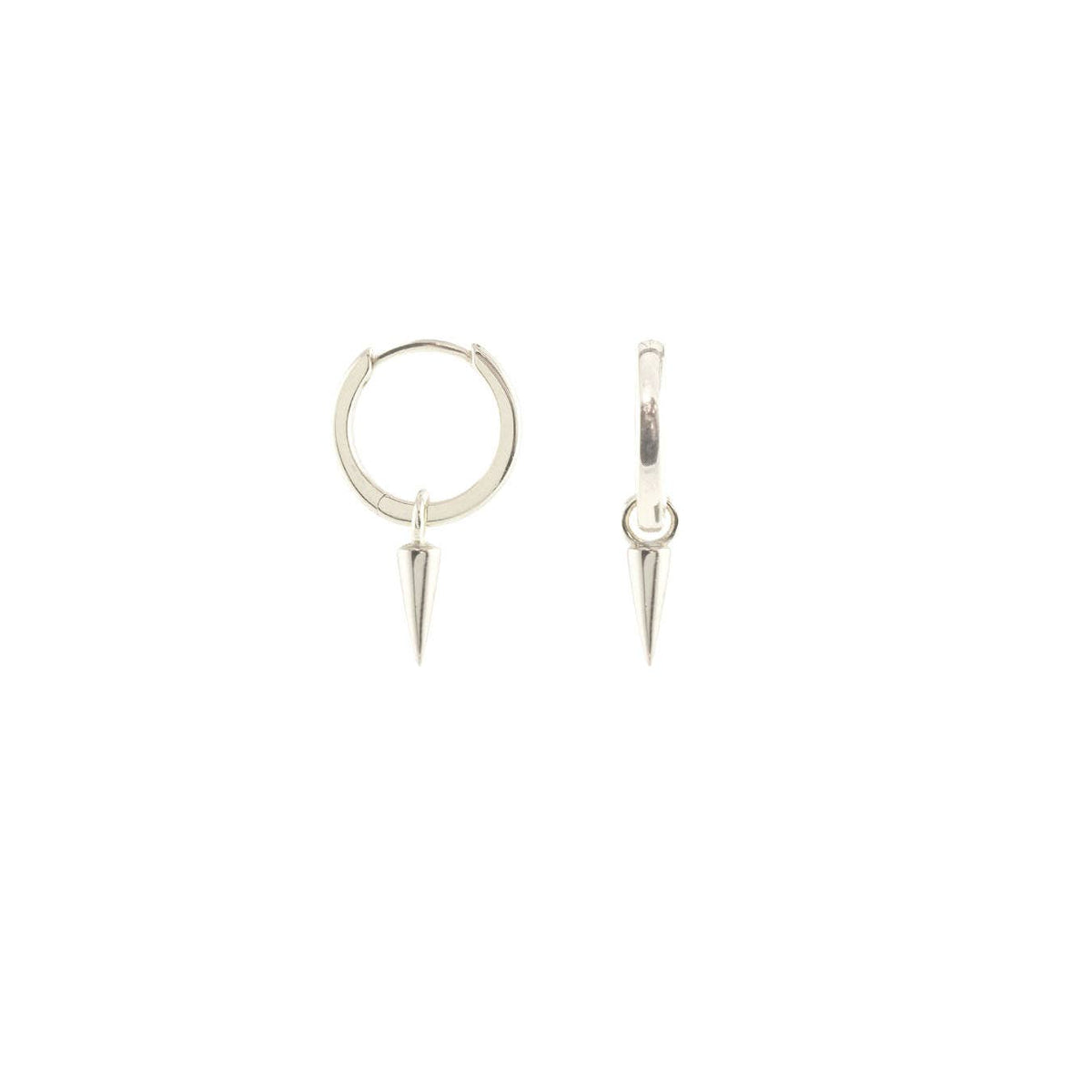 Silver-tone huggie hoop with a spike charm