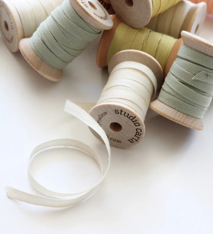 5 Yards of Cotton Ribbon on Wooden Spool