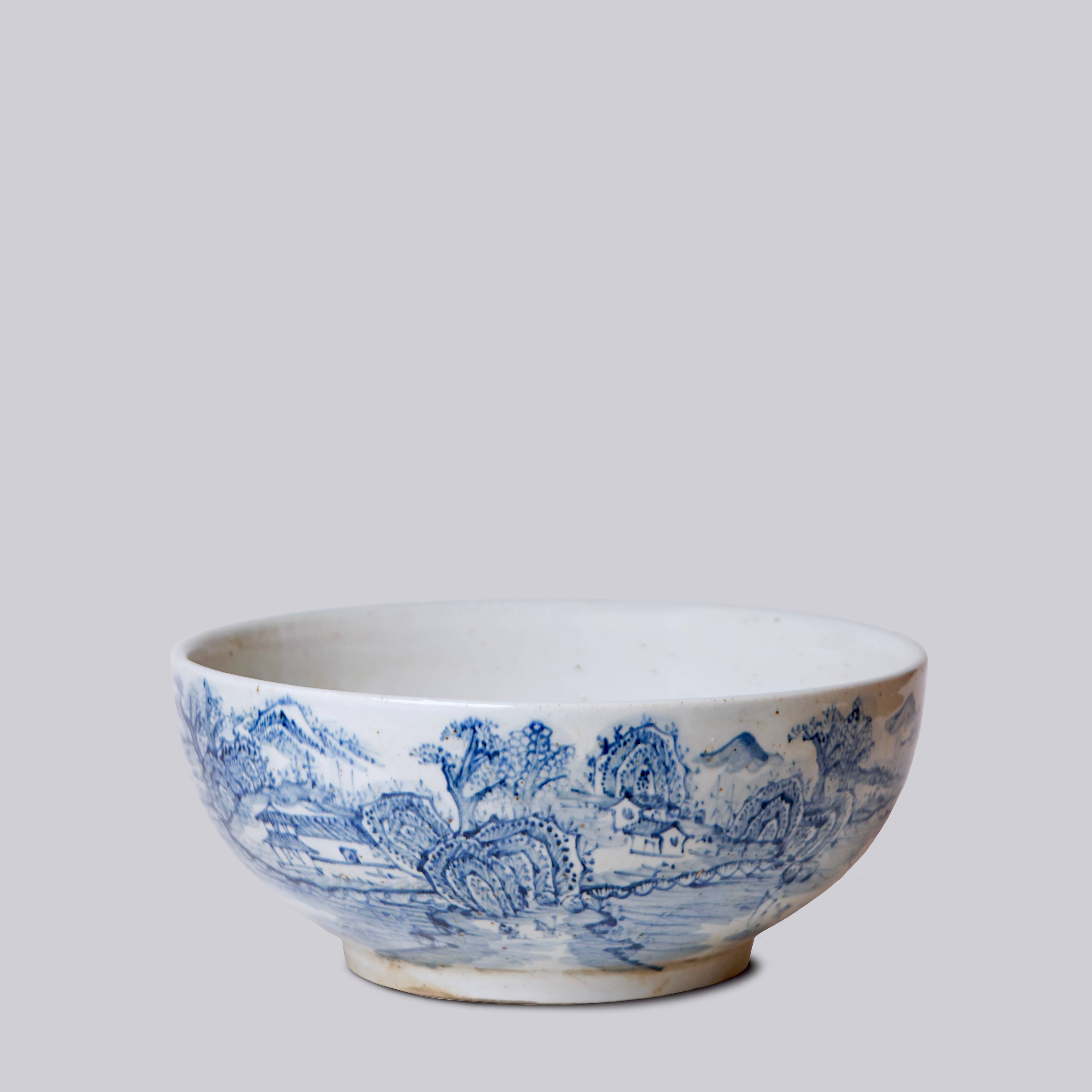 Blue and White Porcelain Landscape Bowl