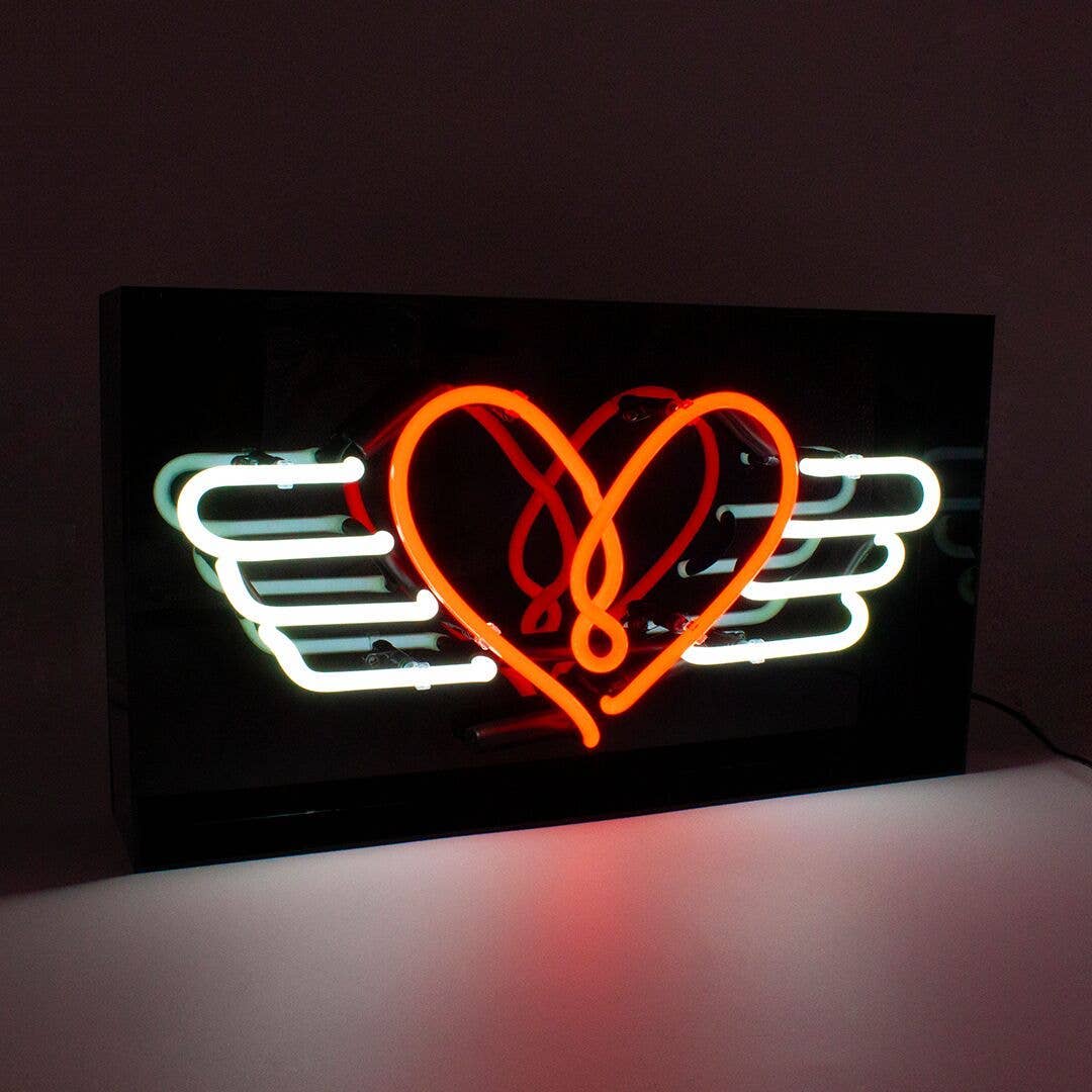 Flying Heart Acrylic Box Neon