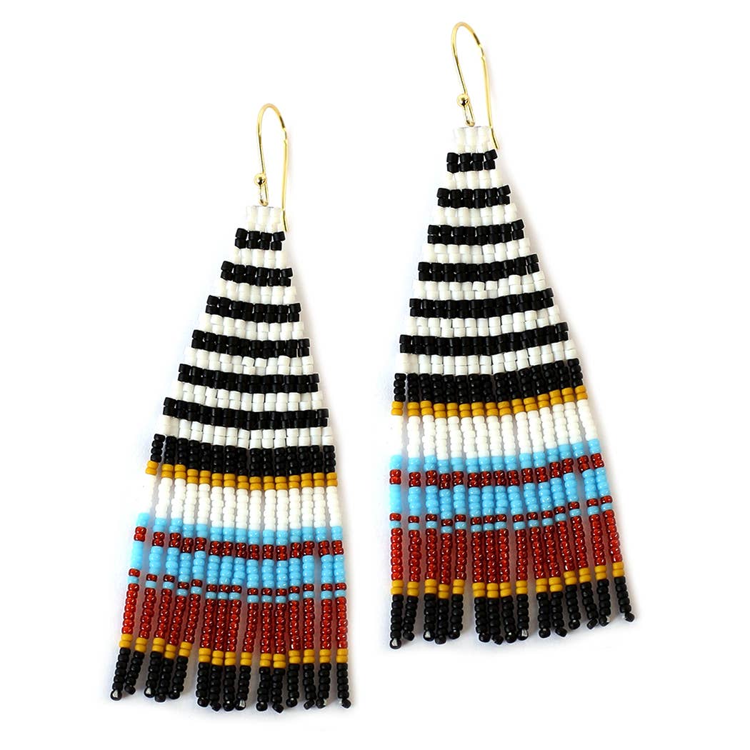 Danza Beaded Fringe Earrings in Toucan