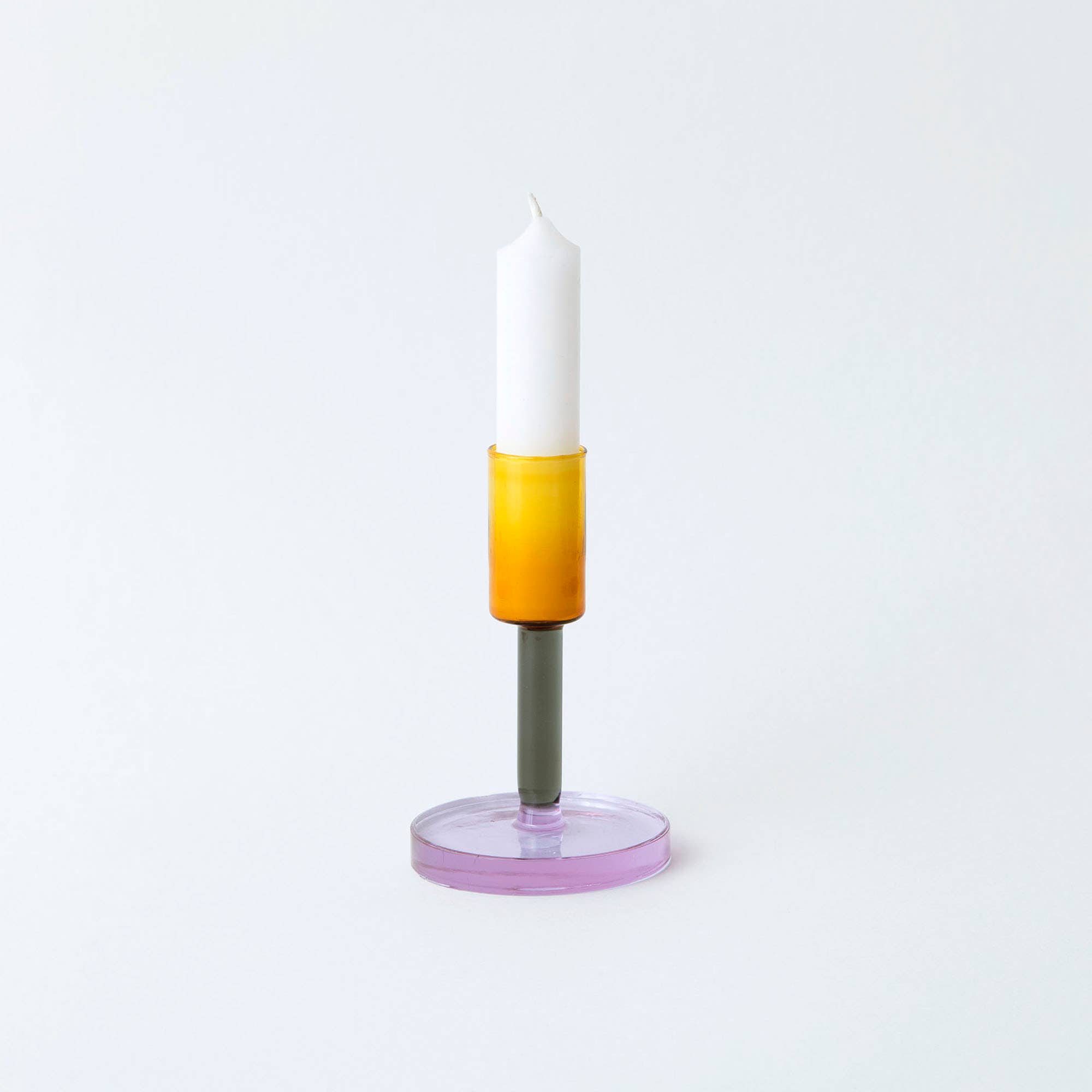 Smoke + Amber Medium Glass Candlestick