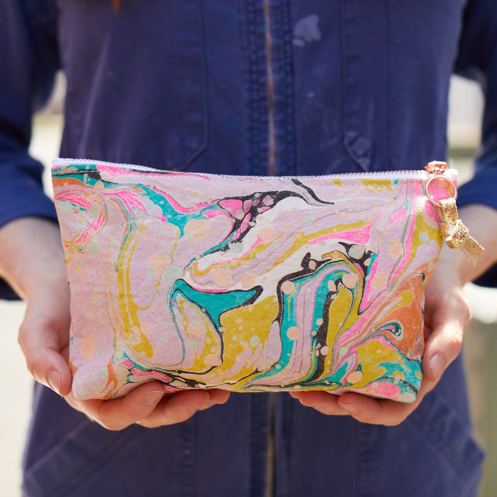 Hand Marbled Large Pouch | Viper