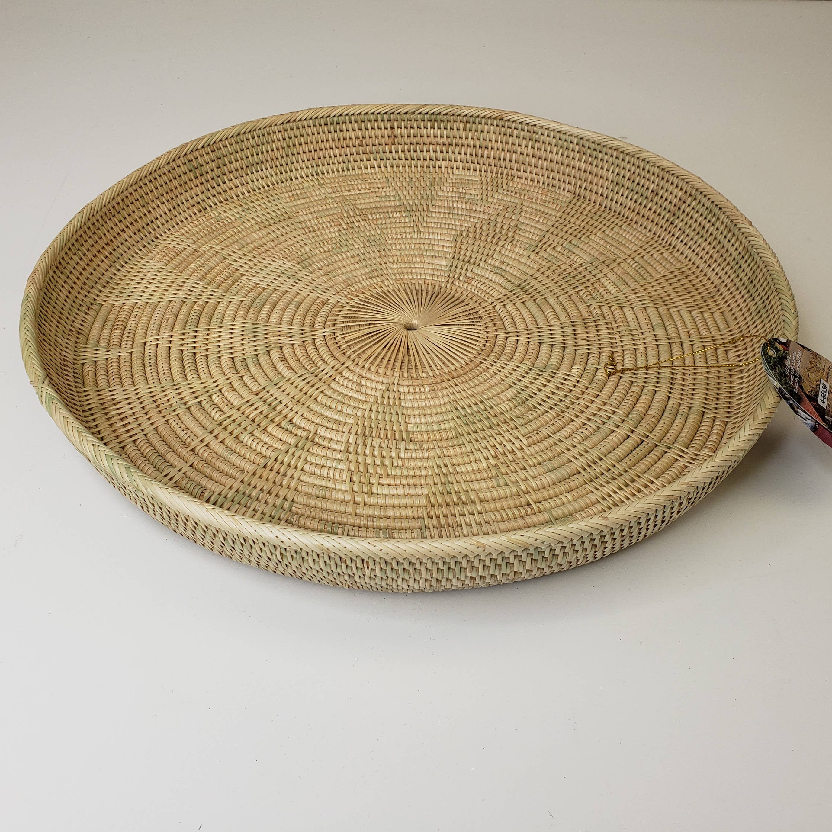 Rattan Round Serving Tray No Palm Leaf Center 15"