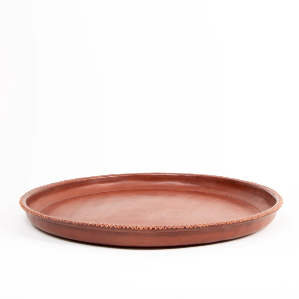 Hand Stitched Round Serving Tray