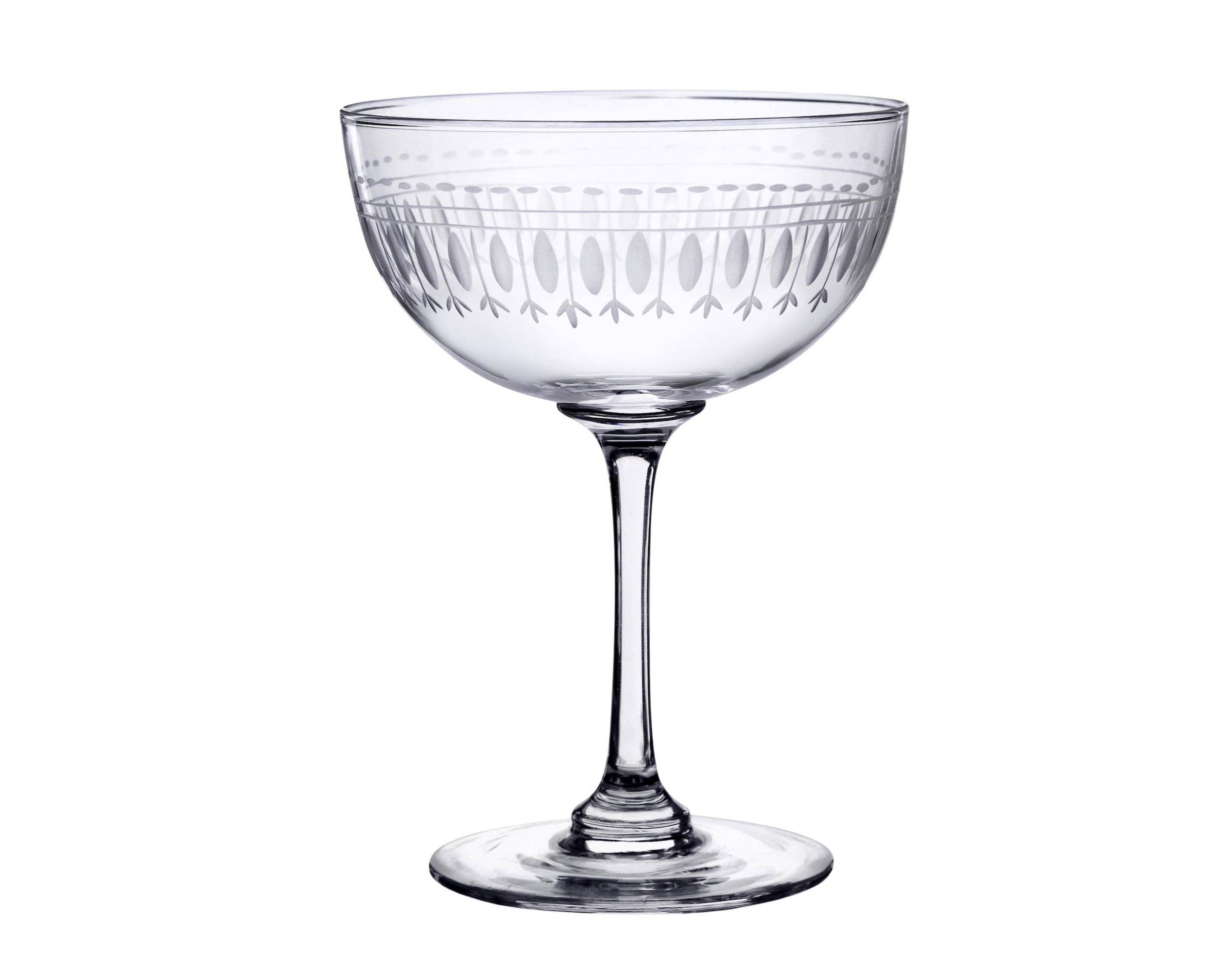 Oval Motif Crystal Champagne Coupe