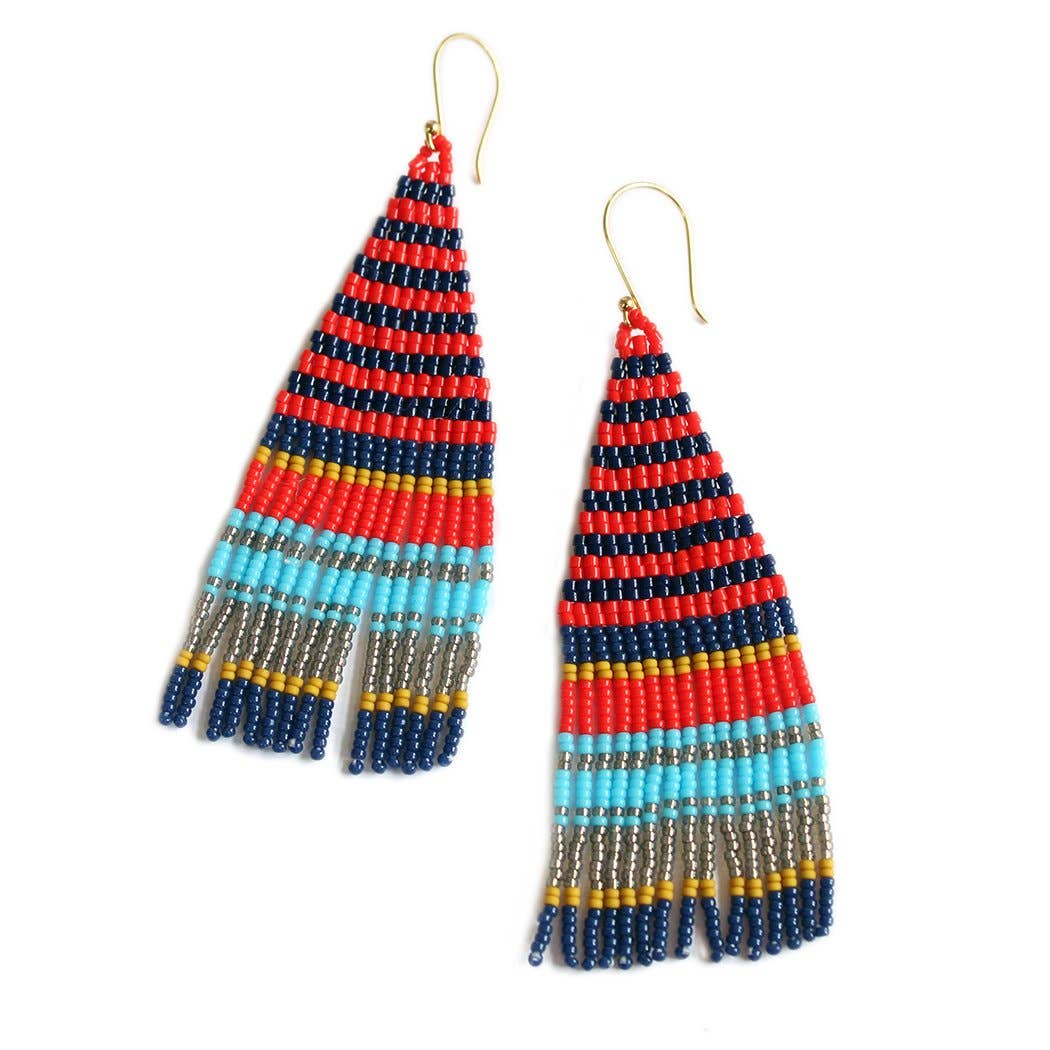 Danza Beaded Fringe Earrings in Red