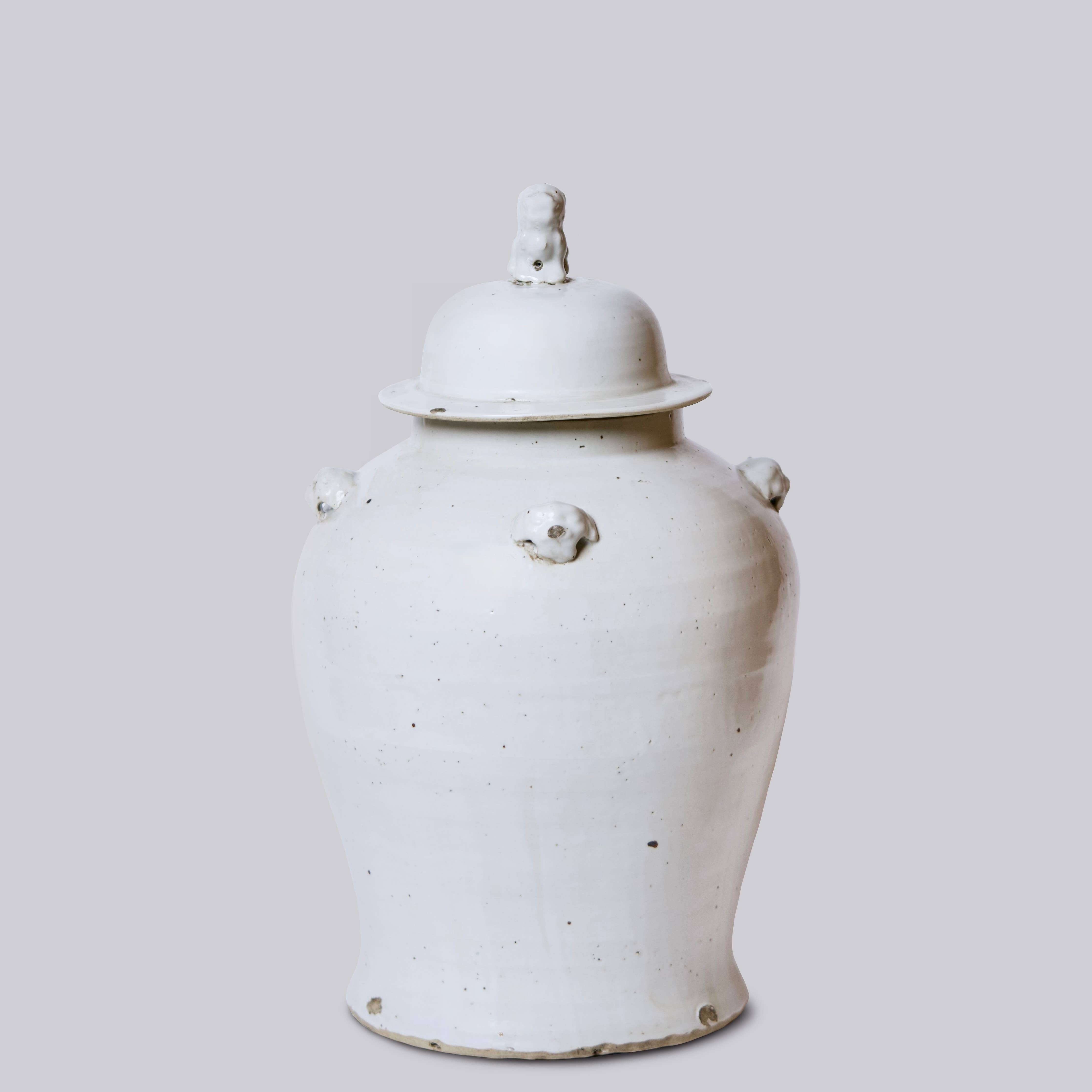 Rustic White Porcelain Temple Jar