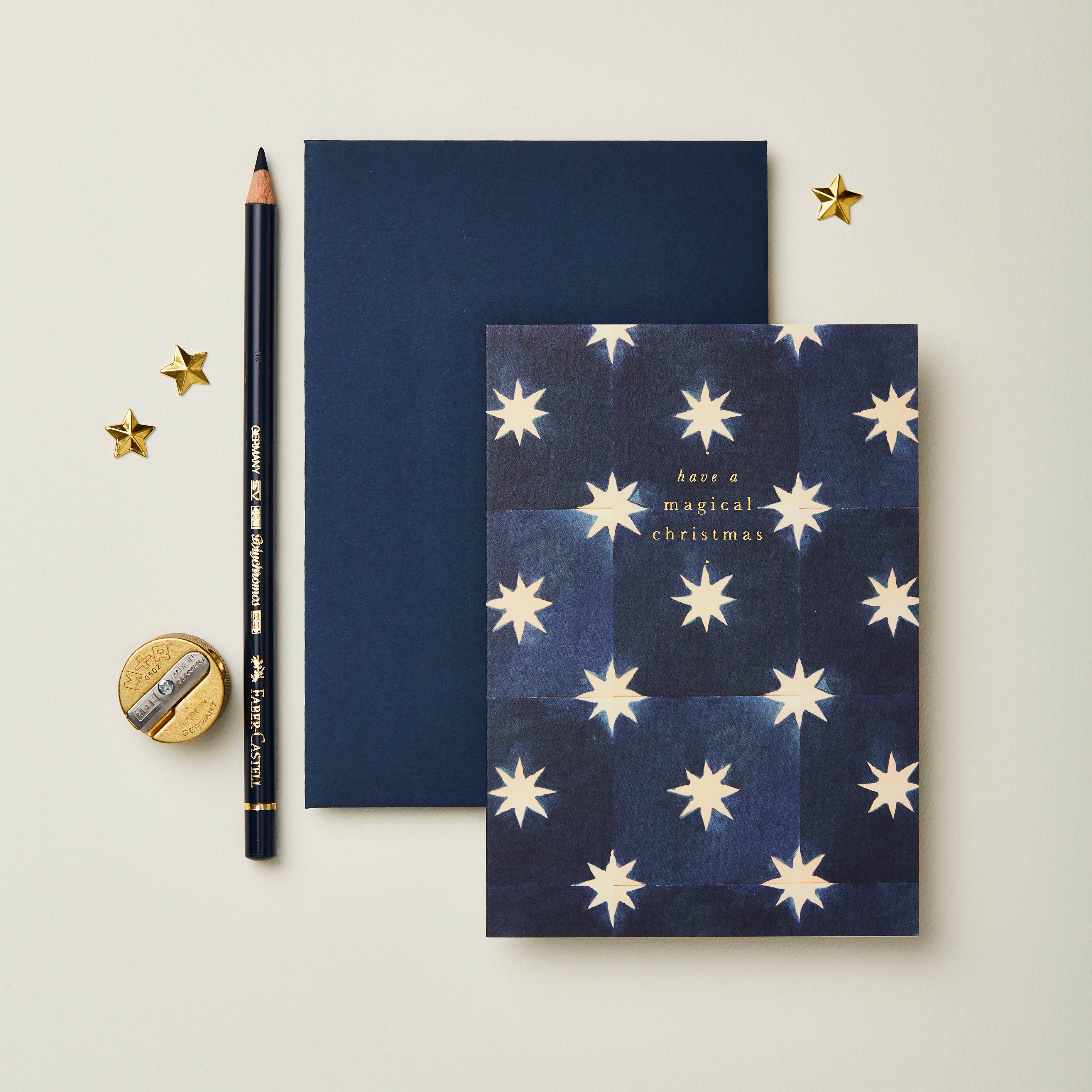 Navy Stars Magical Christmas Card